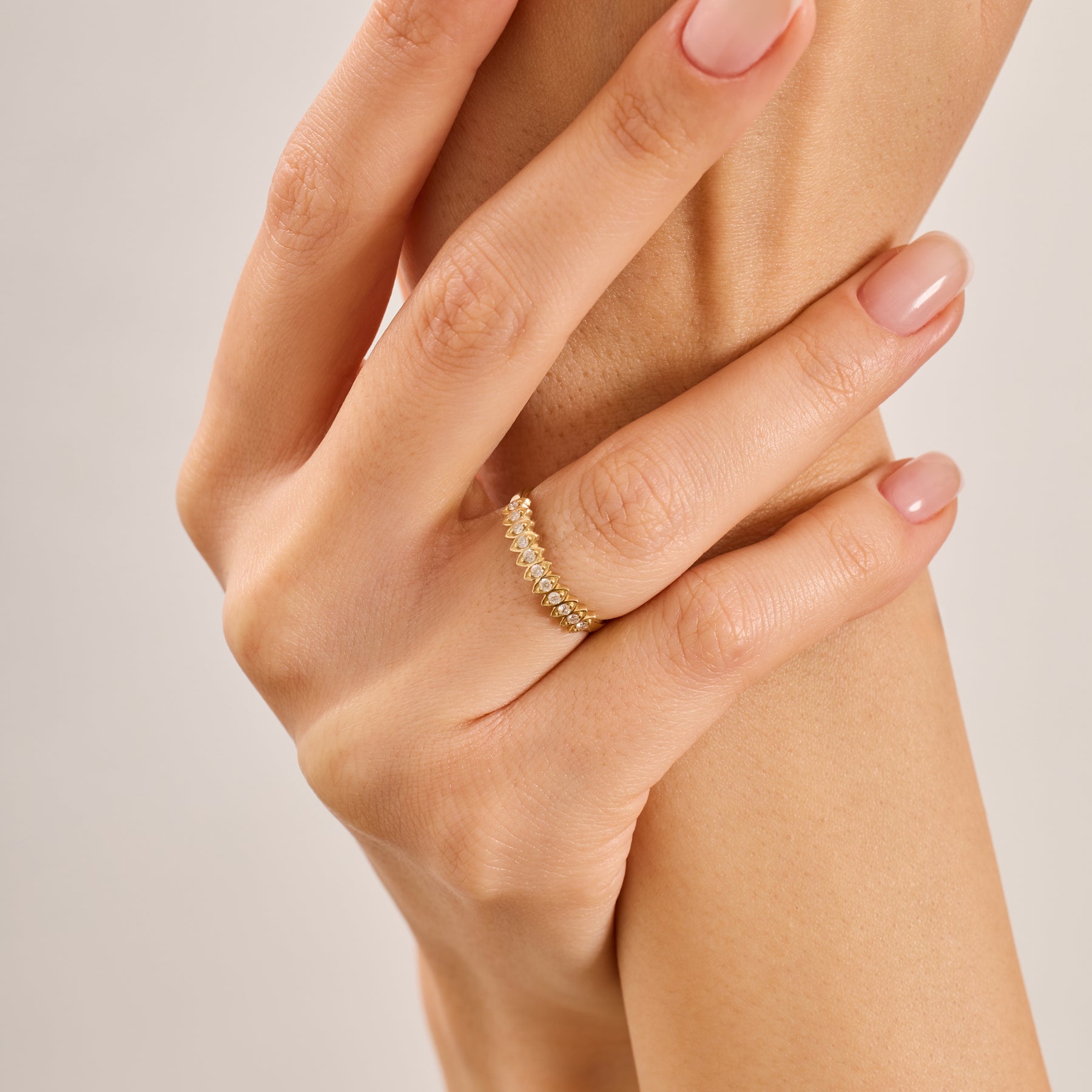 14K Gold Diamond Marquise Frame Band Ring – Lume