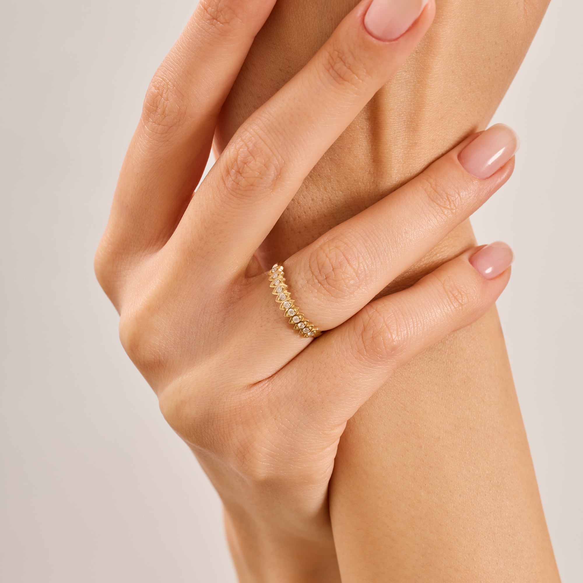 14K Gold Diamond Marquise Frame Band Ring – Lume