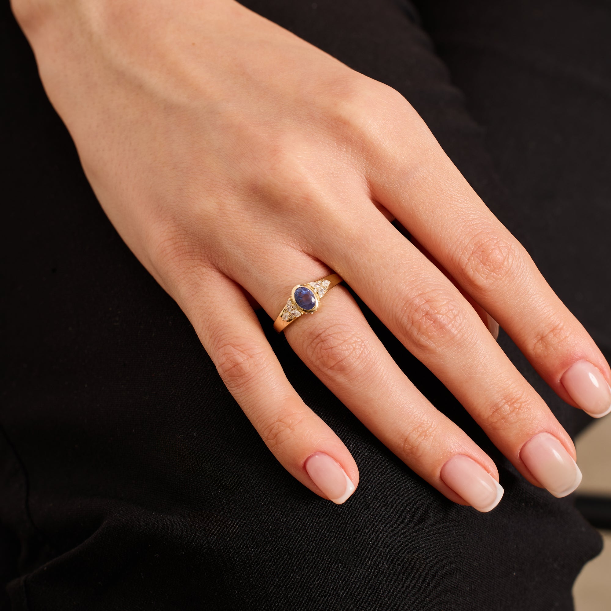 14K Solid Gold Oval Tanzanite & Natural Diamond Cluster Engagement Ring – Valeryn