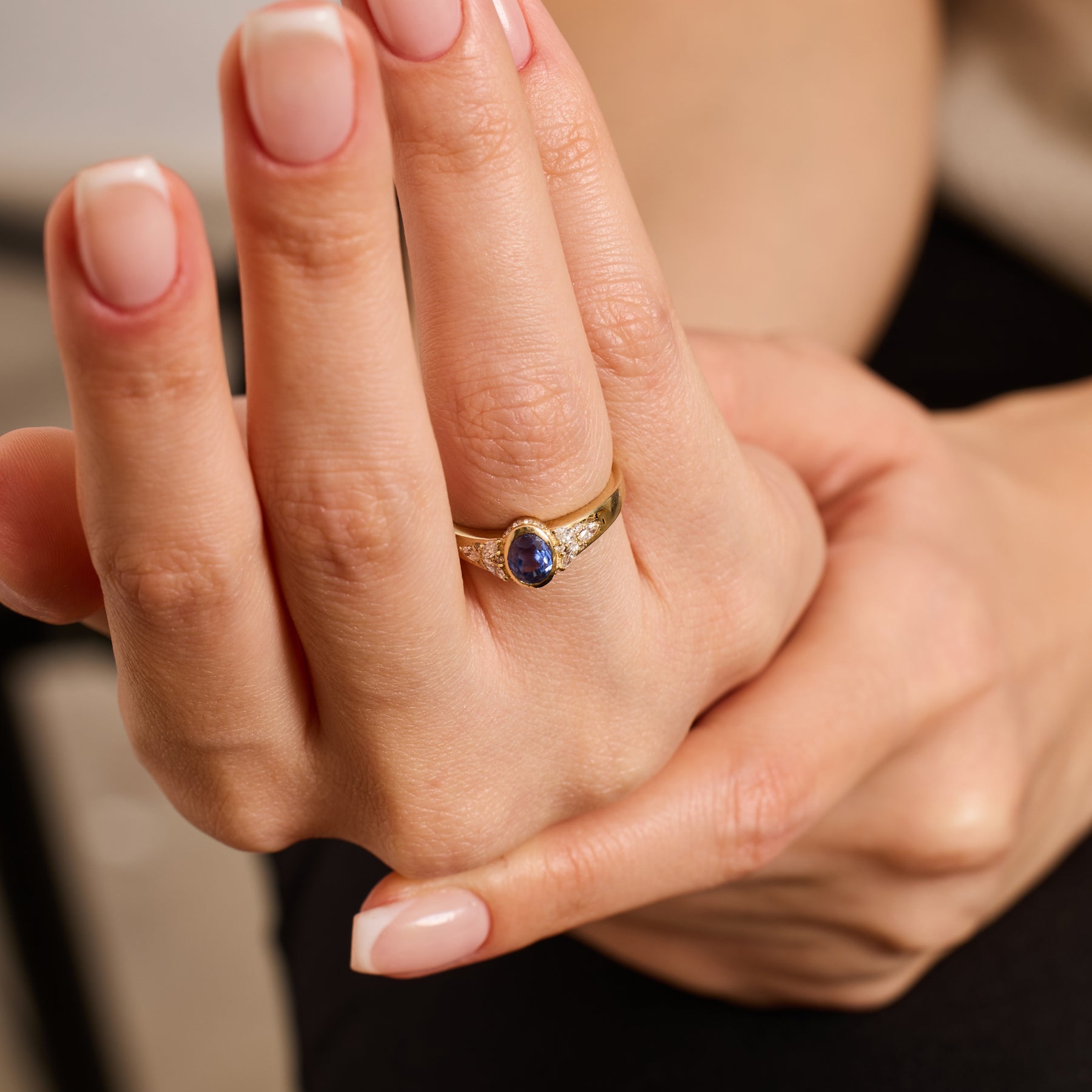 14K Solid Gold Oval Tanzanite & Natural Diamond Cluster Engagement Ring – Valeryn