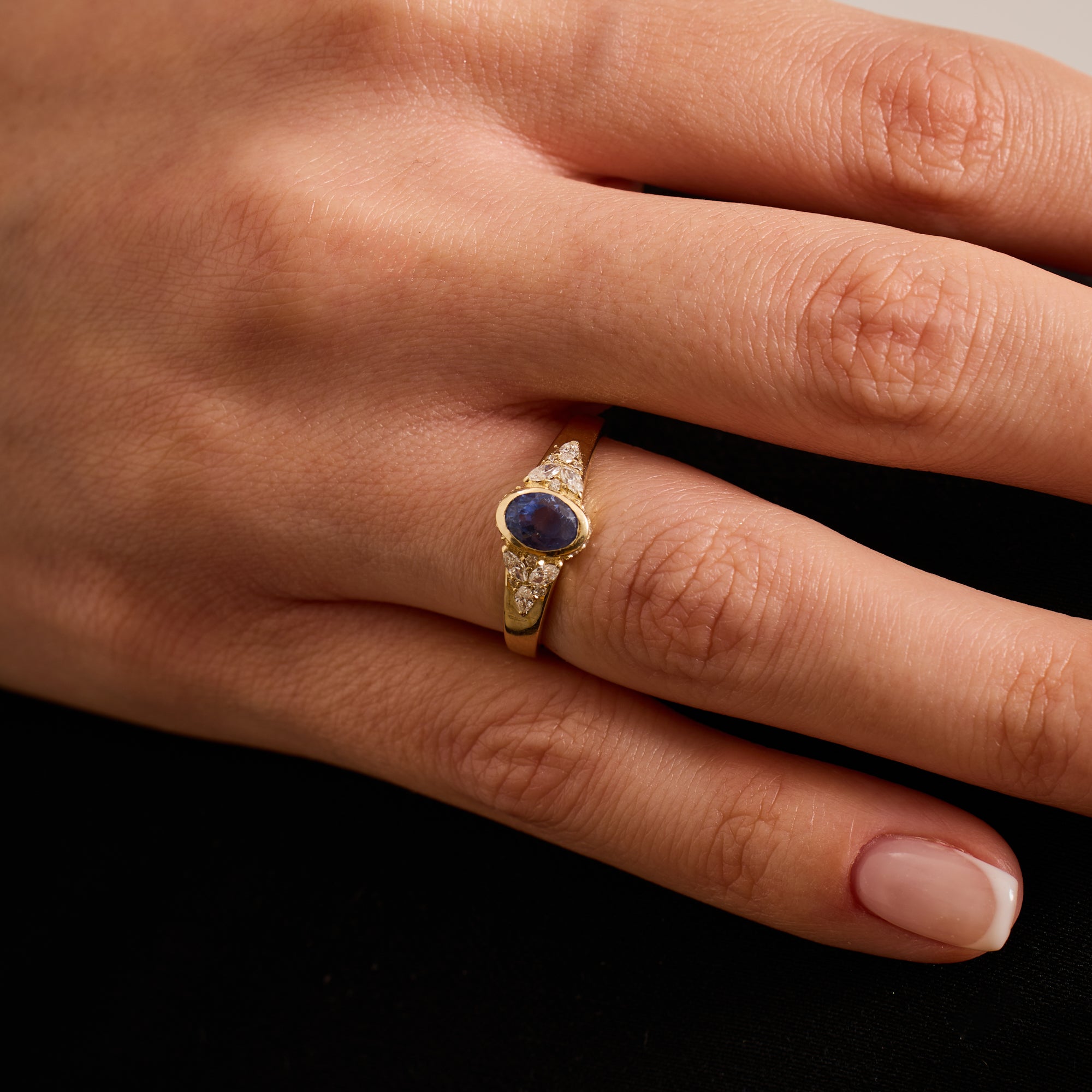 14K Solid Gold Oval Tanzanite & Natural Diamond Cluster Engagement Ring – Valeryn