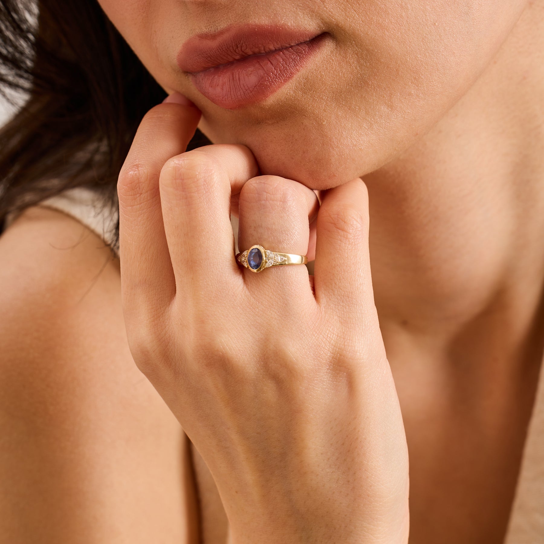 14K Solid Gold Oval Tanzanite & Natural Diamond Cluster Engagement Ring – Valeryn