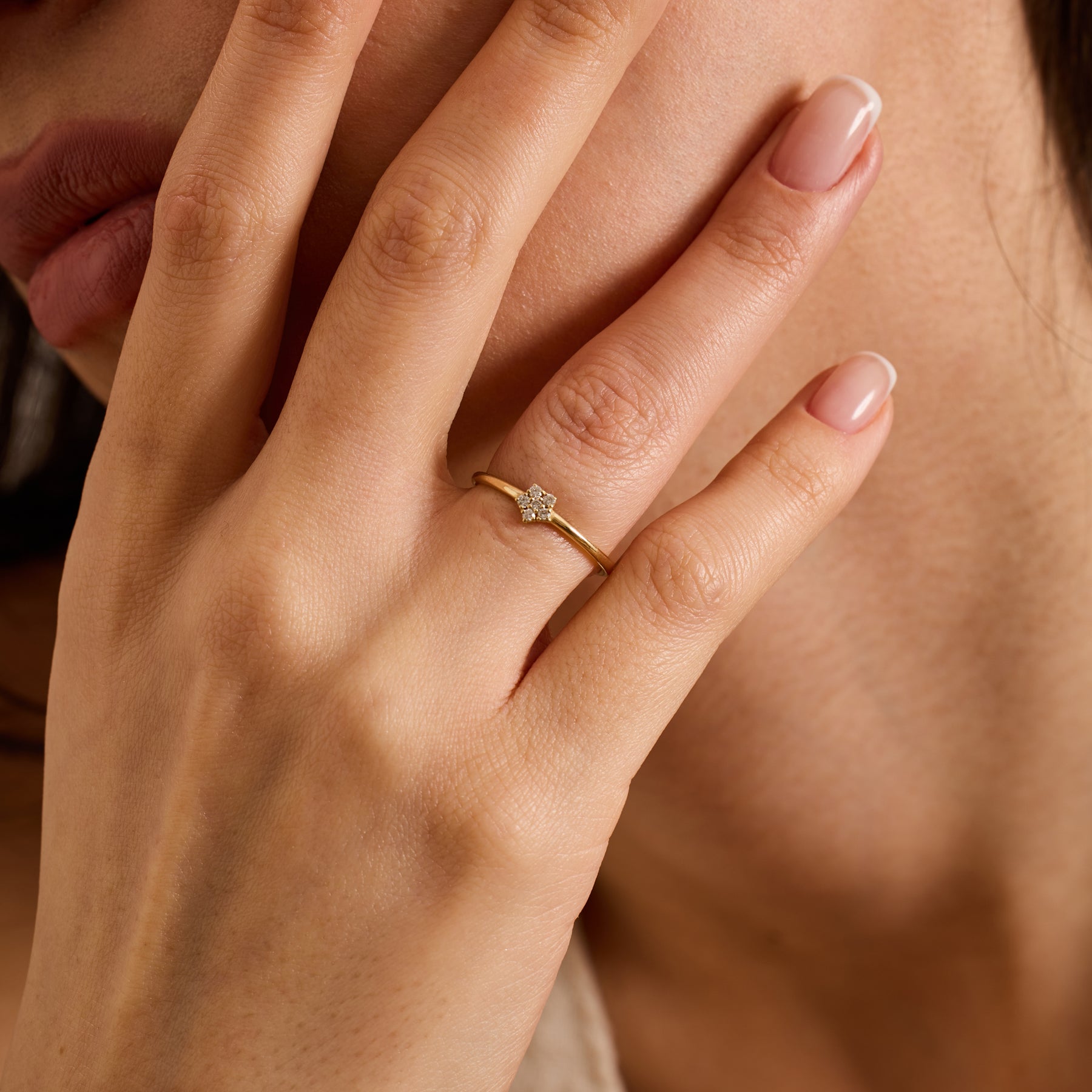 14 Ayar Altın Pırlanta Çiçek Yüzük – Florisse 