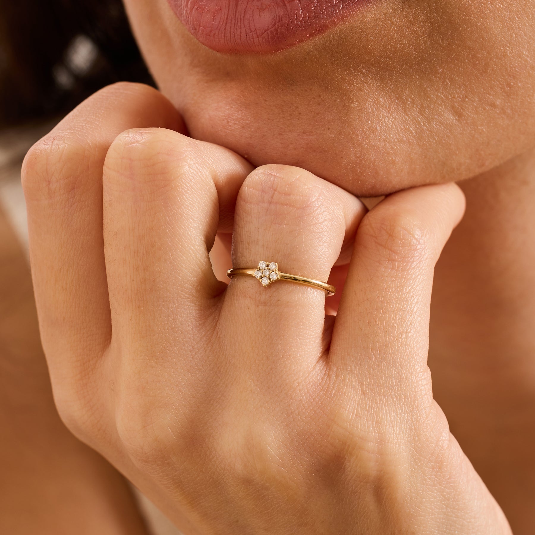 14 Ayar Altın Pırlanta Çiçek Yüzük – Florisse 