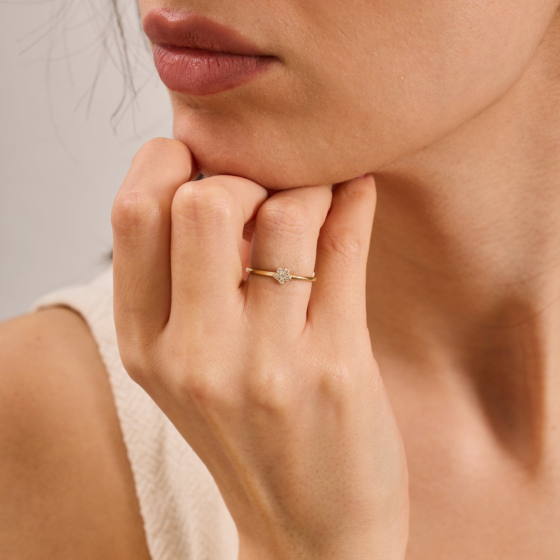 14 Ayar Altın Pırlanta Çiçek Yüzük – Florisse 