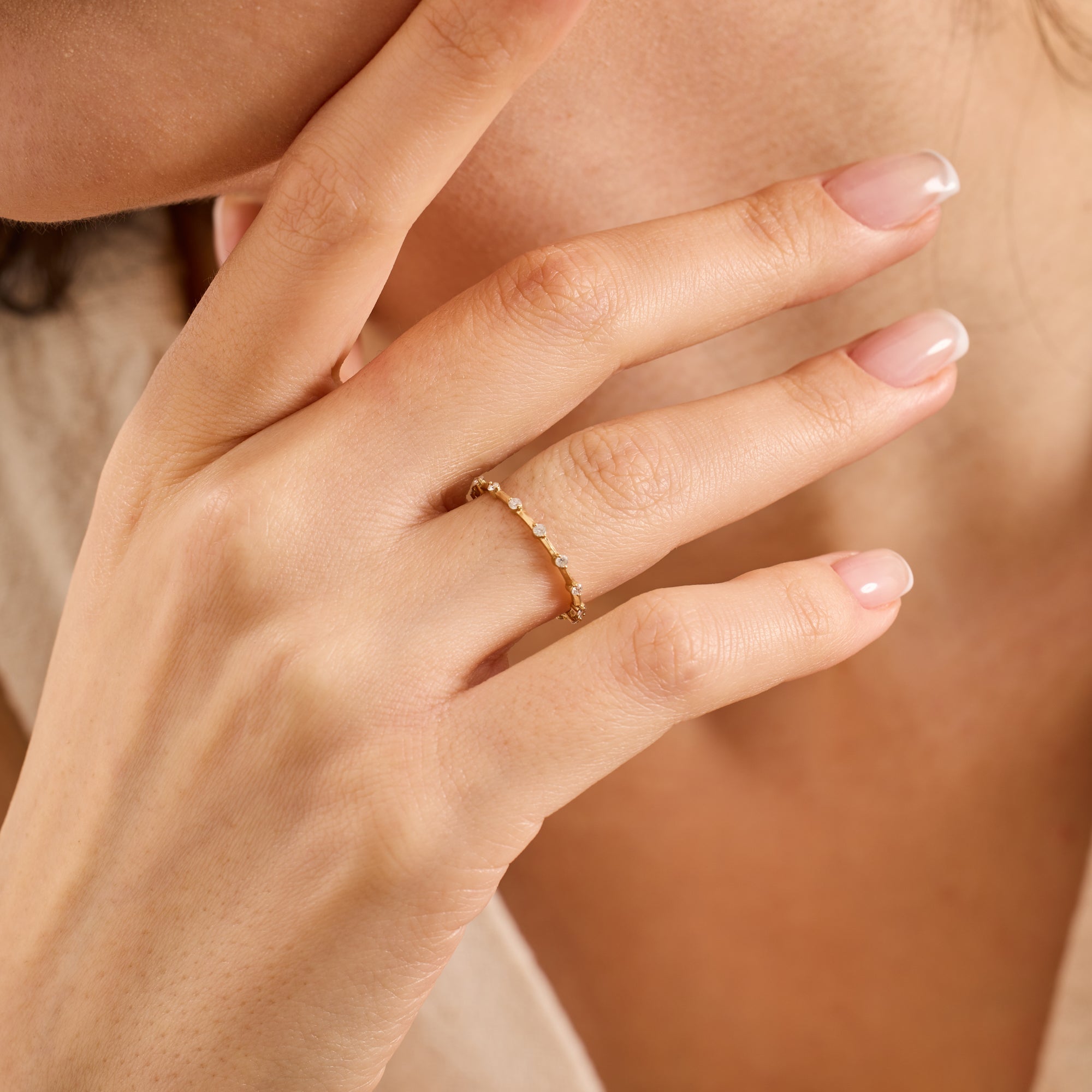 14 Ayar Altın Tam Sonsuzluk Pırlanta Yüzük – Lureine 