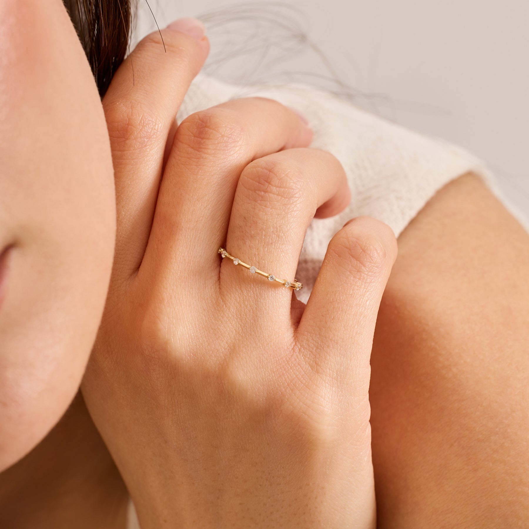 14 Ayar Altın Tam Sonsuzluk Pırlanta Yüzük – Lureine 