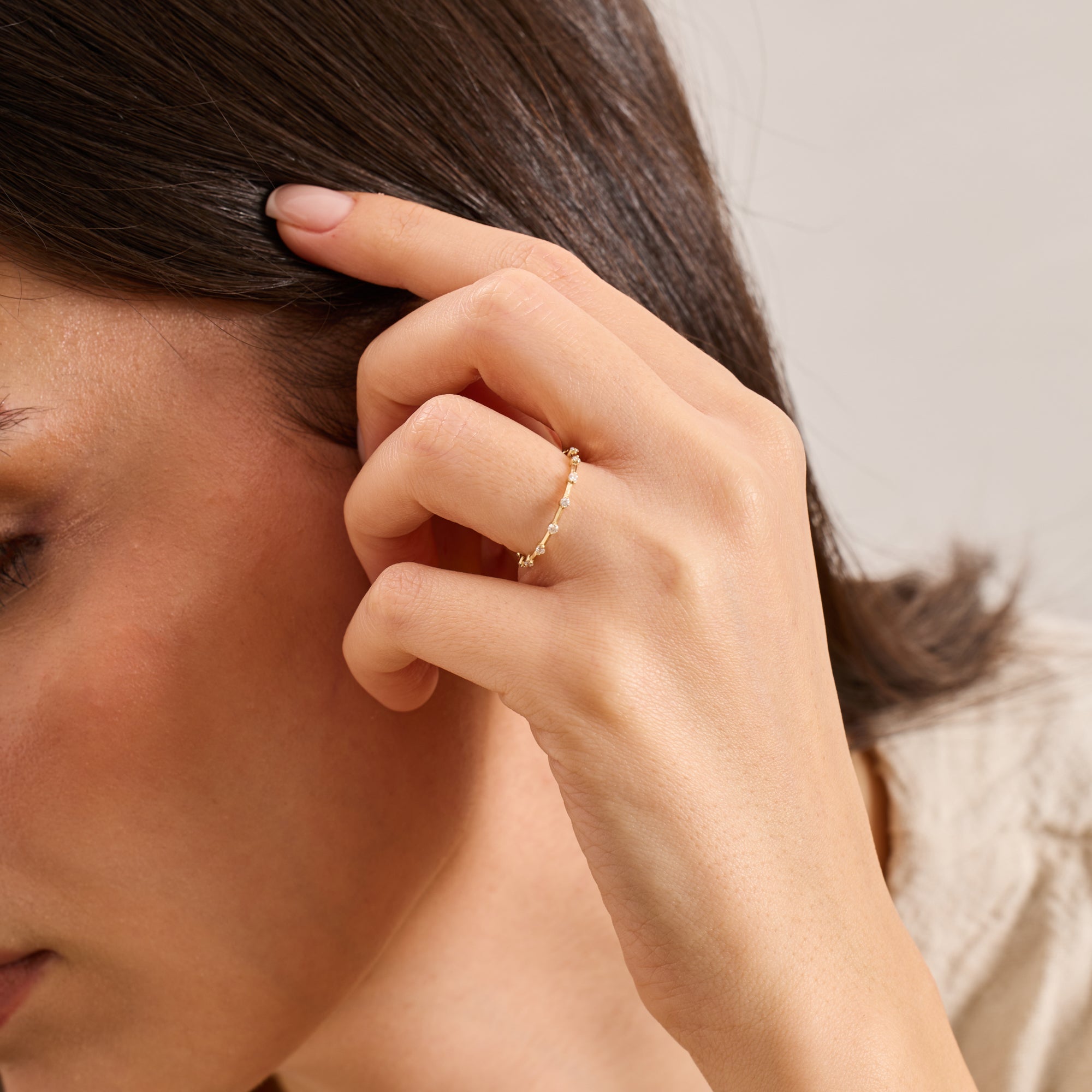 14 Ayar Altın Tam Sonsuzluk Pırlanta Yüzük – Lureine 