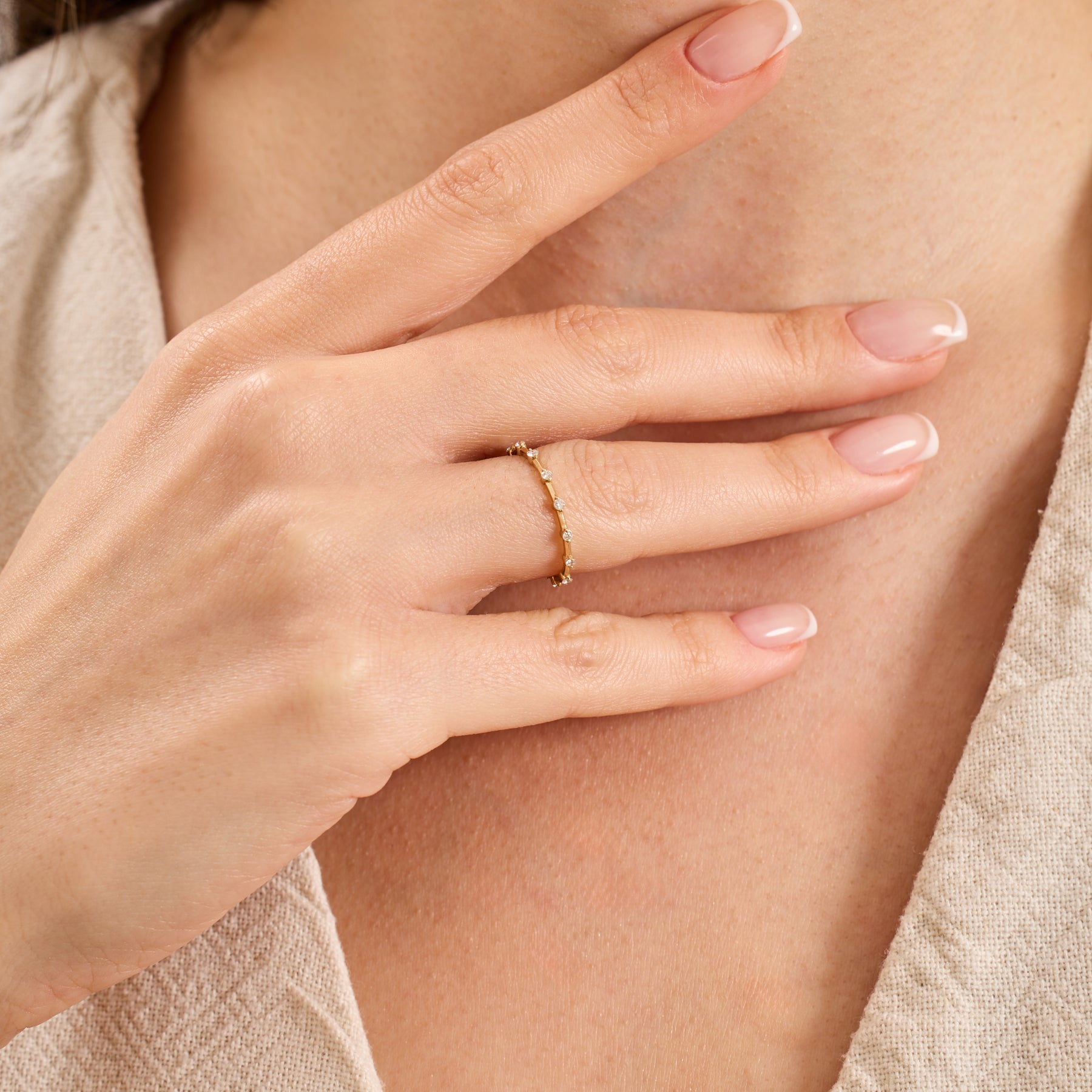 14 Ayar Altın Tam Sonsuzluk Pırlanta Yüzük – Lureine 