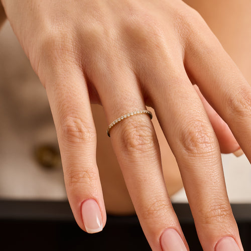 14K Gold 1.40 MM Round Diamond Half Eternity Band – Mirvane