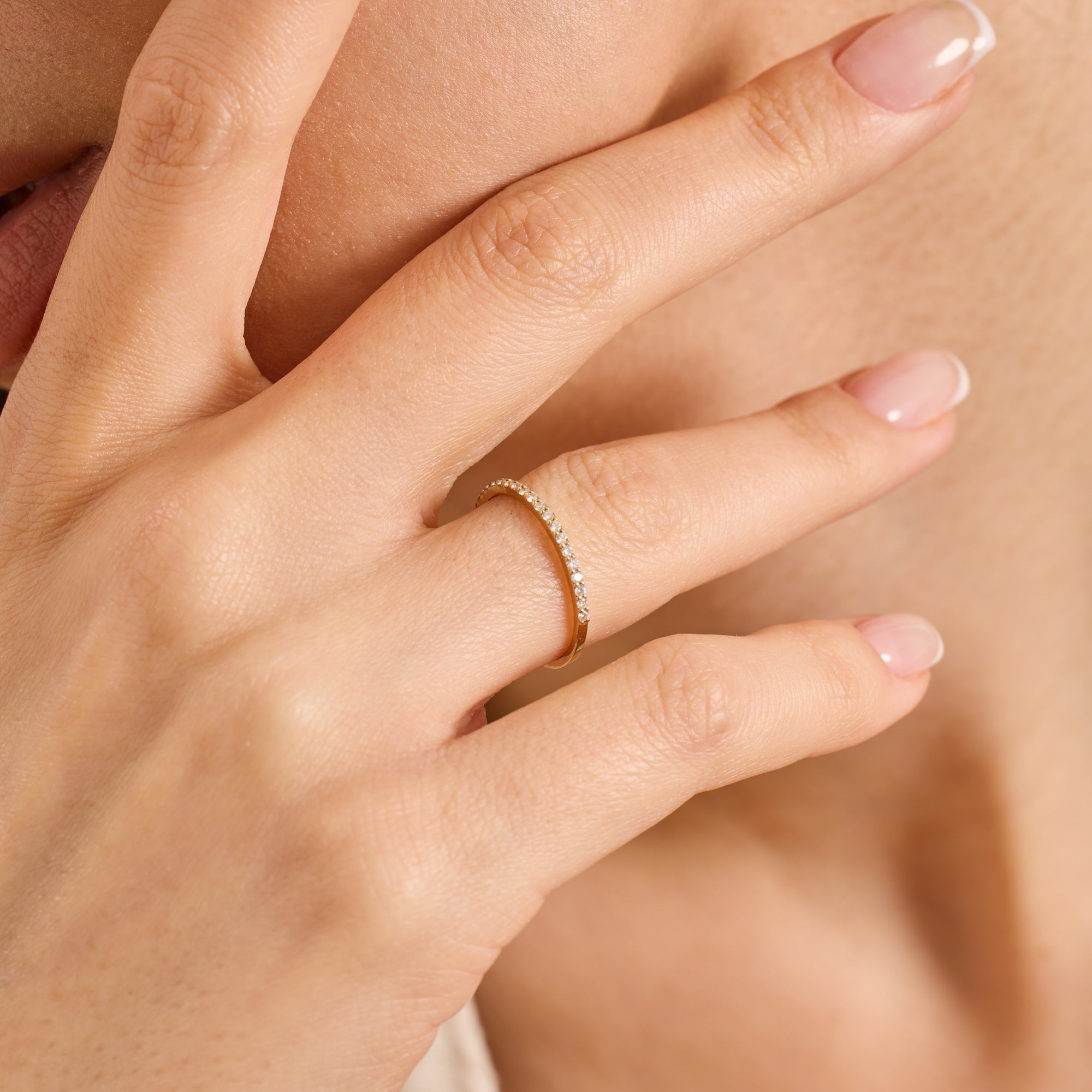 14K Gold 1.40 MM Round Diamond Half Eternity Band – Mirvane