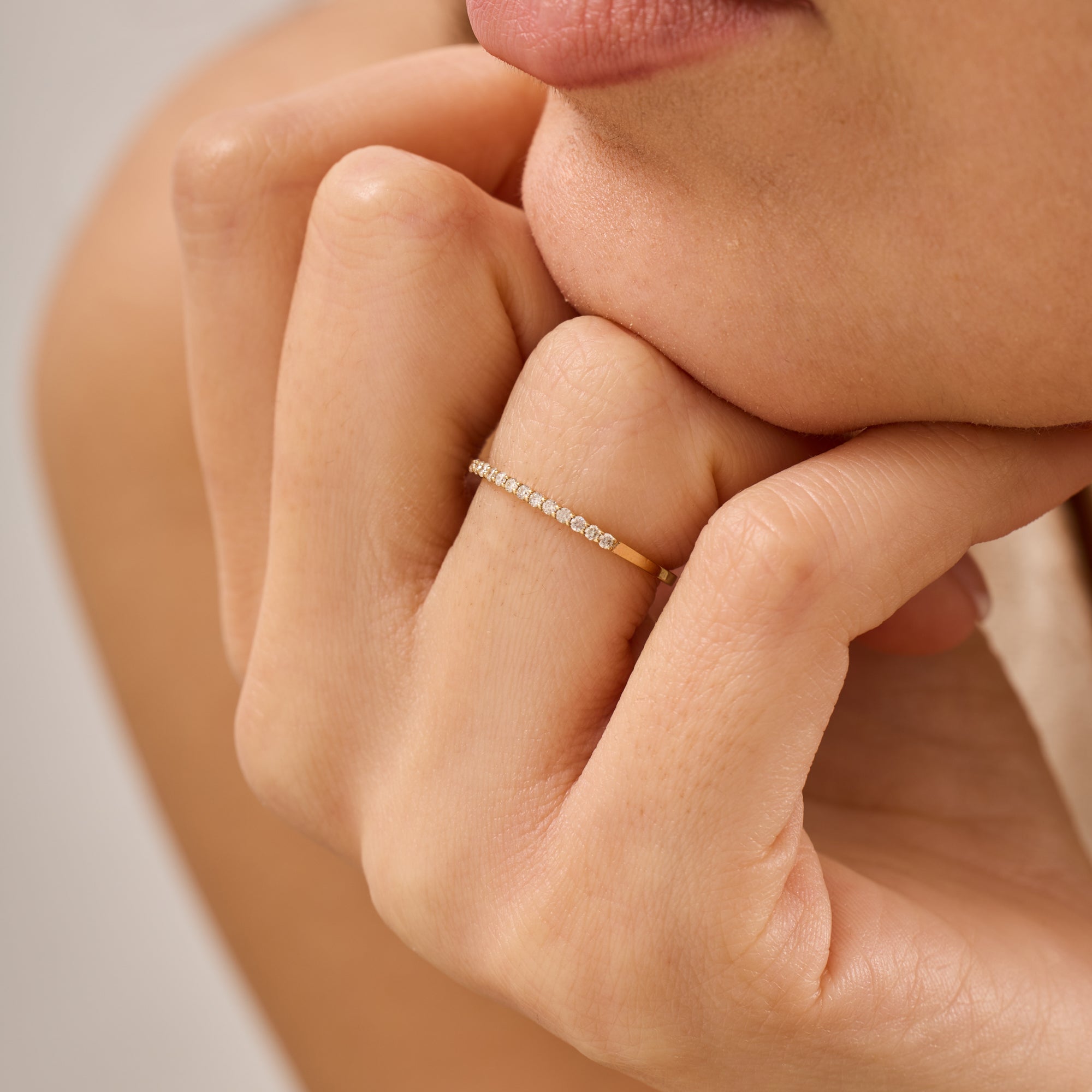 14K Gold 1.40 MM Round Diamond Half Eternity Band – Mirvane