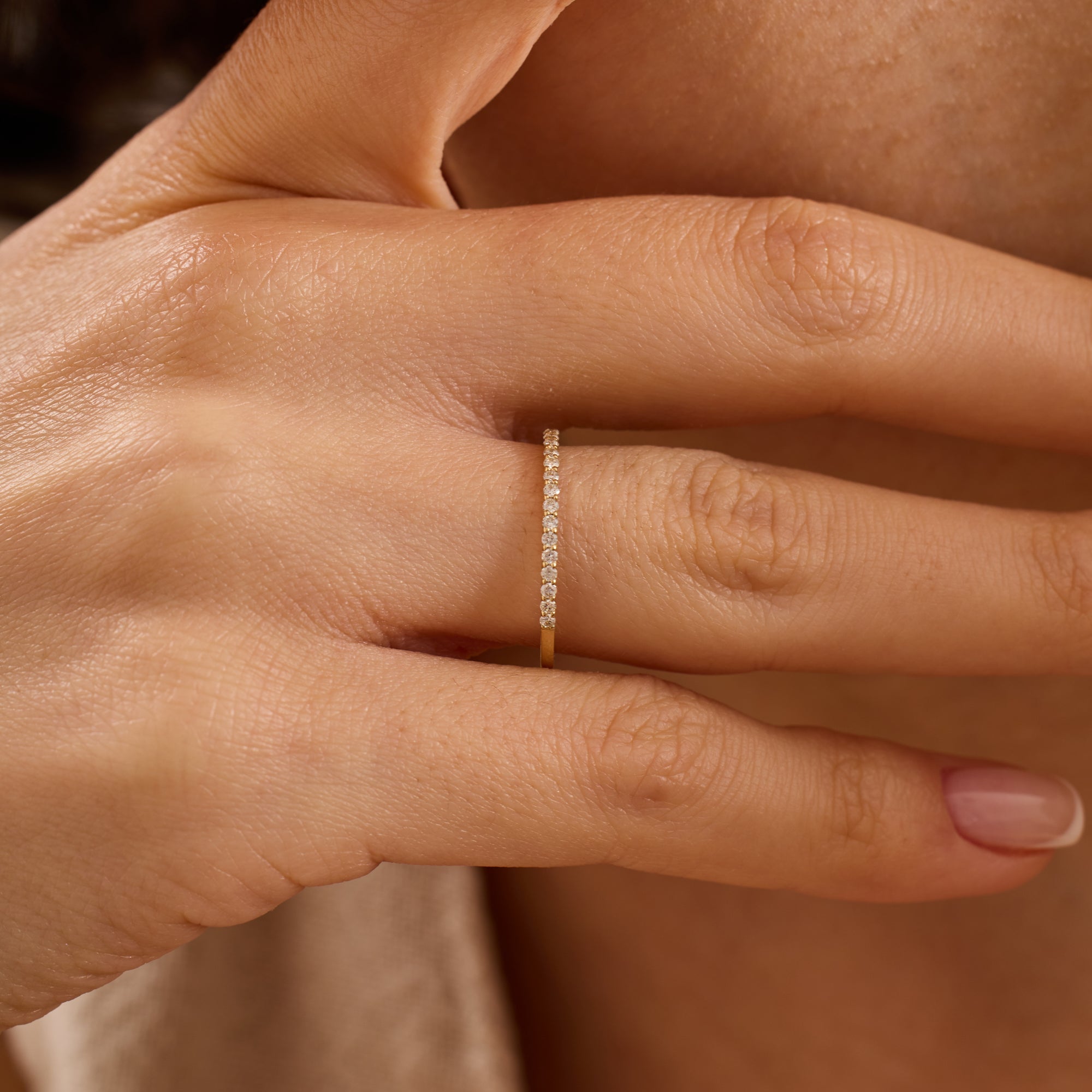 14K Gold 1.40 MM Round Diamond Half Eternity Band – Mirvane