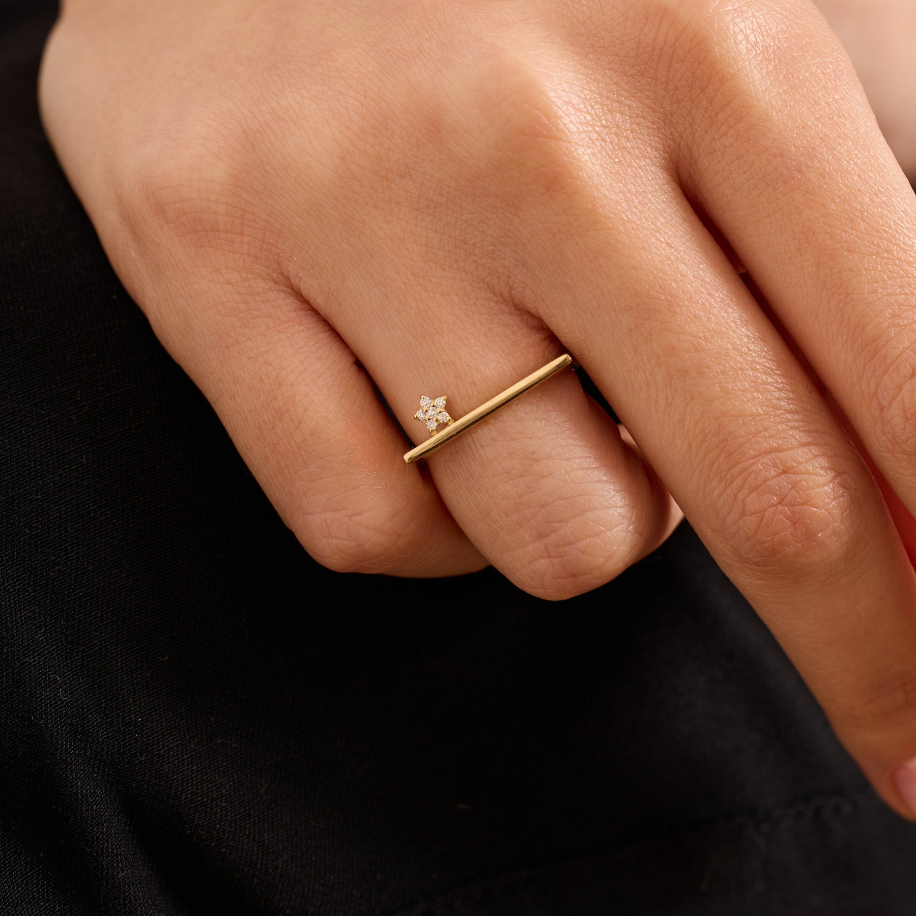 14K Gold Diamond Star Accent Ring — Asterine