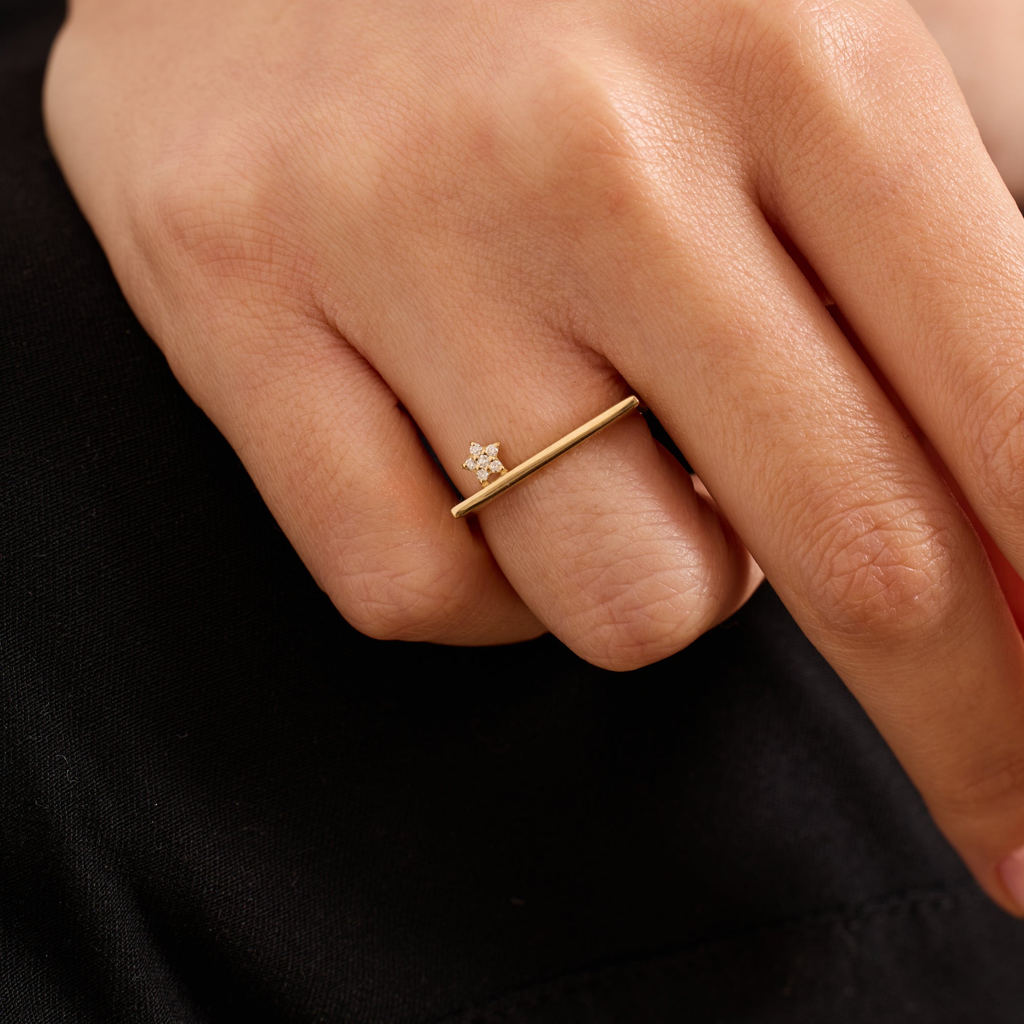 14K Gold Diamond Star Accent Ring — Asterine