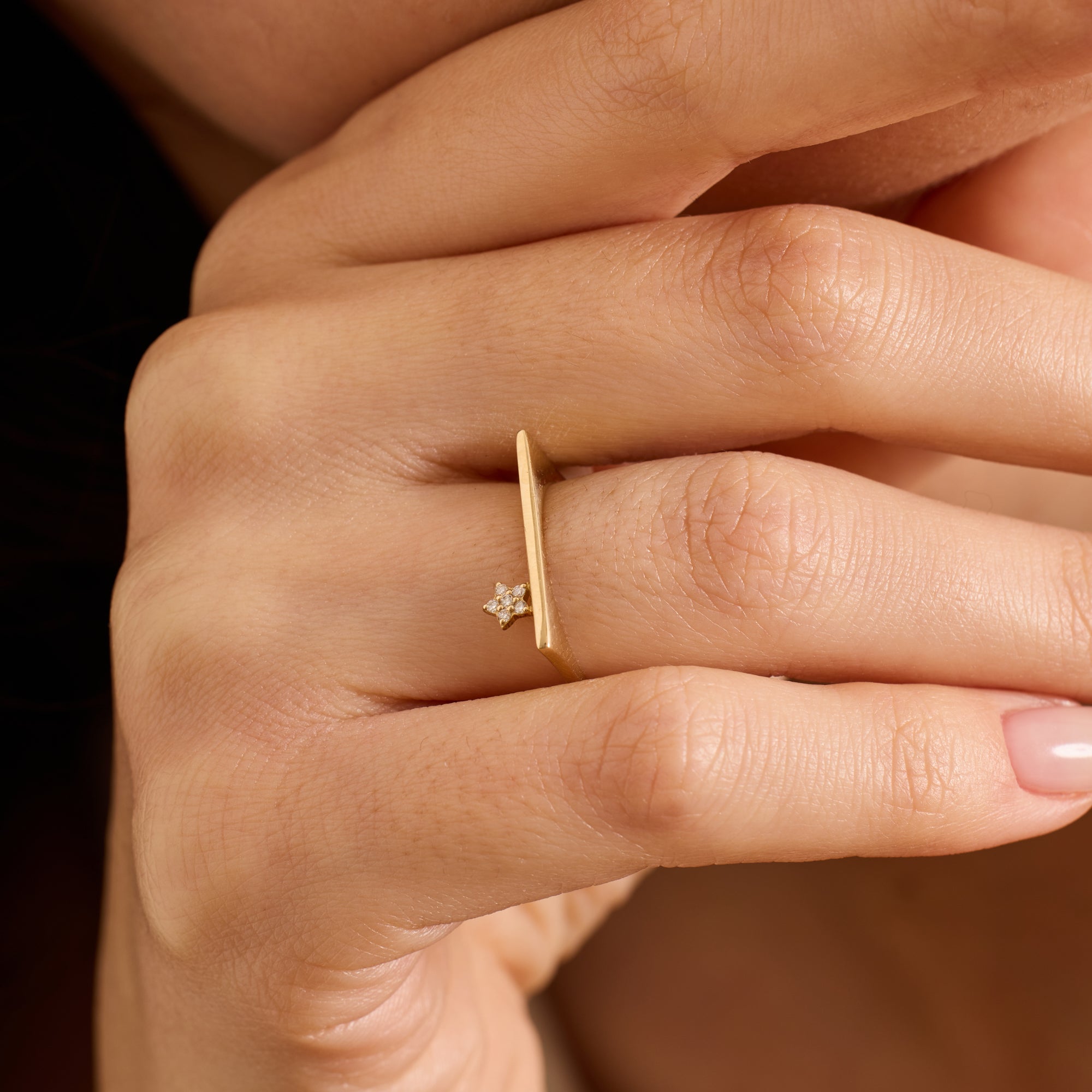 14K Gold Diamond Star Accent Ring — Asterine