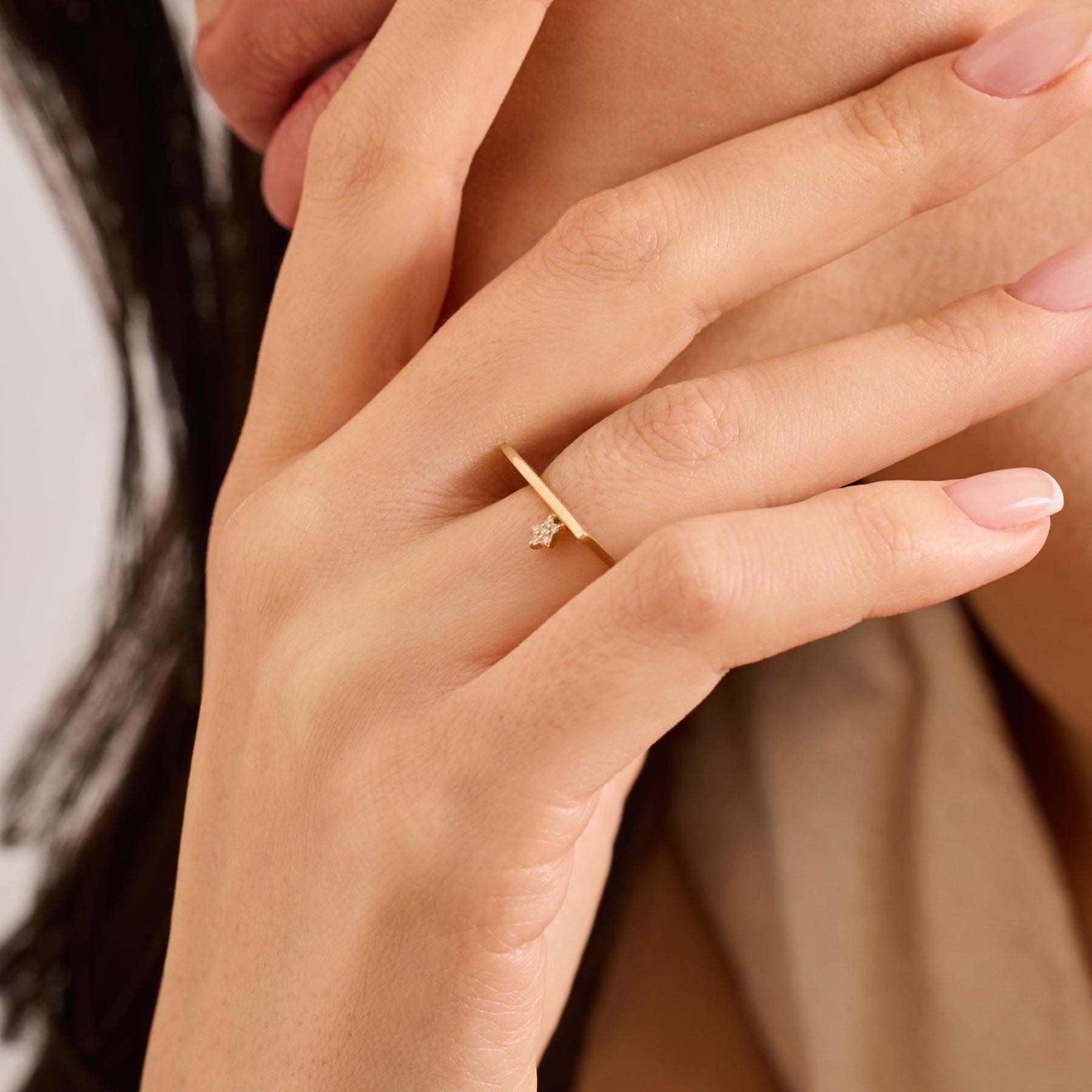 14K Gold Diamond Star Accent Ring — Asterine
