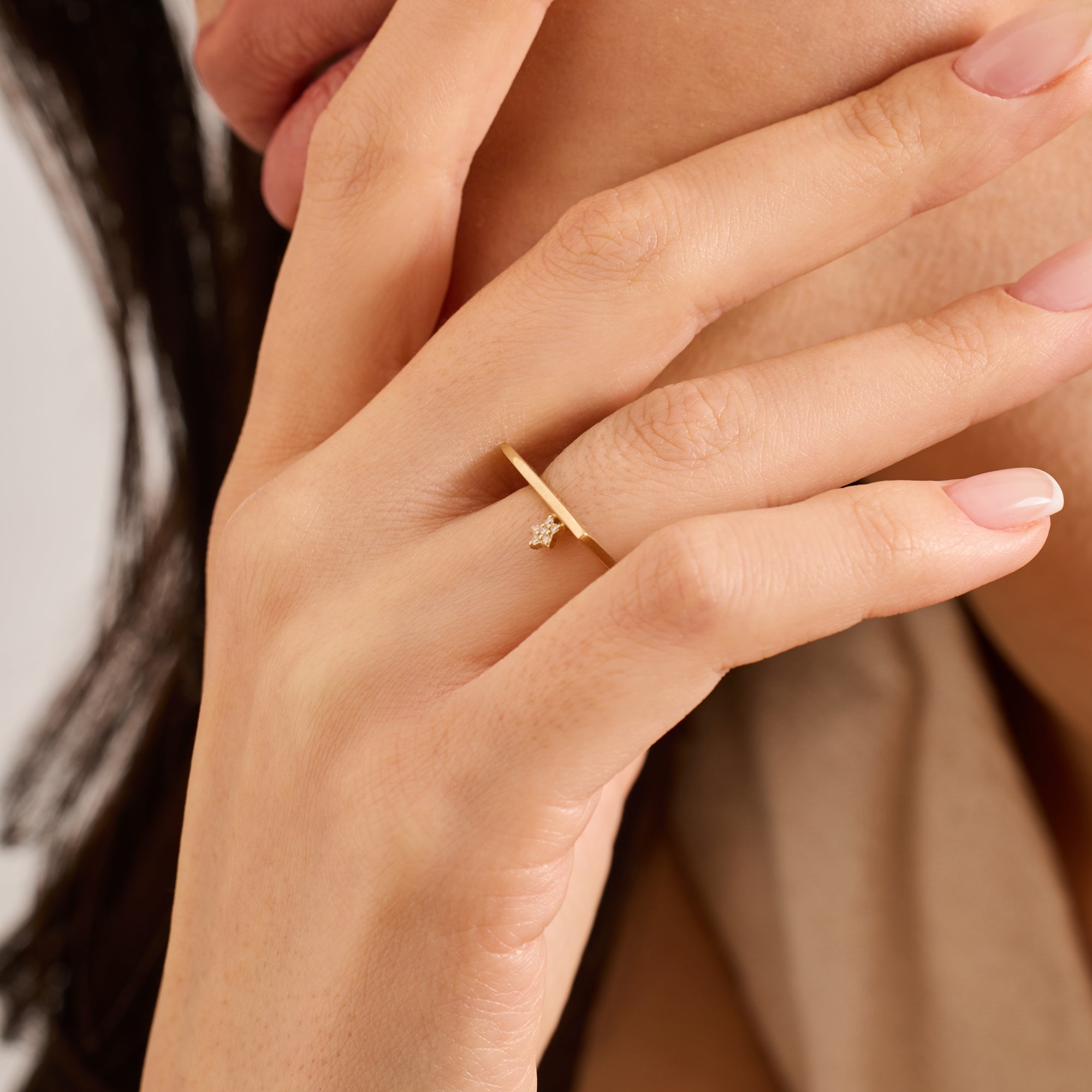 14K Gold Diamond Star Accent Ring — Asterine