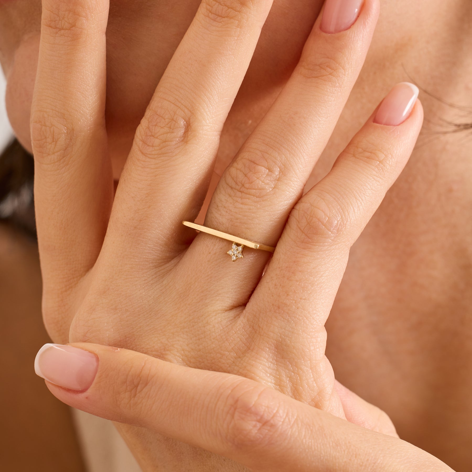 14K Gold Diamond Star Accent Ring — Asterine