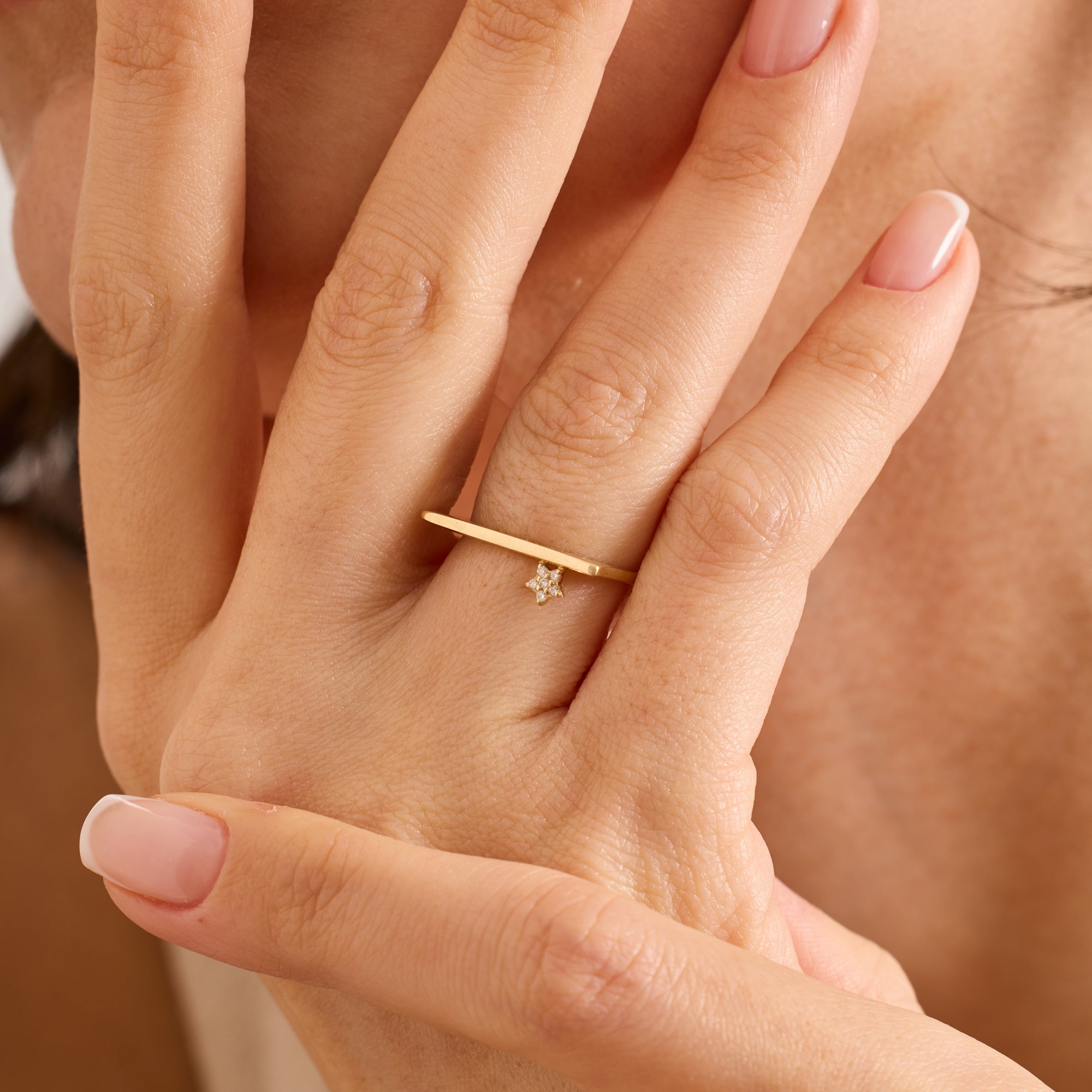 14K Gold Diamond Star Accent Ring — Asterine