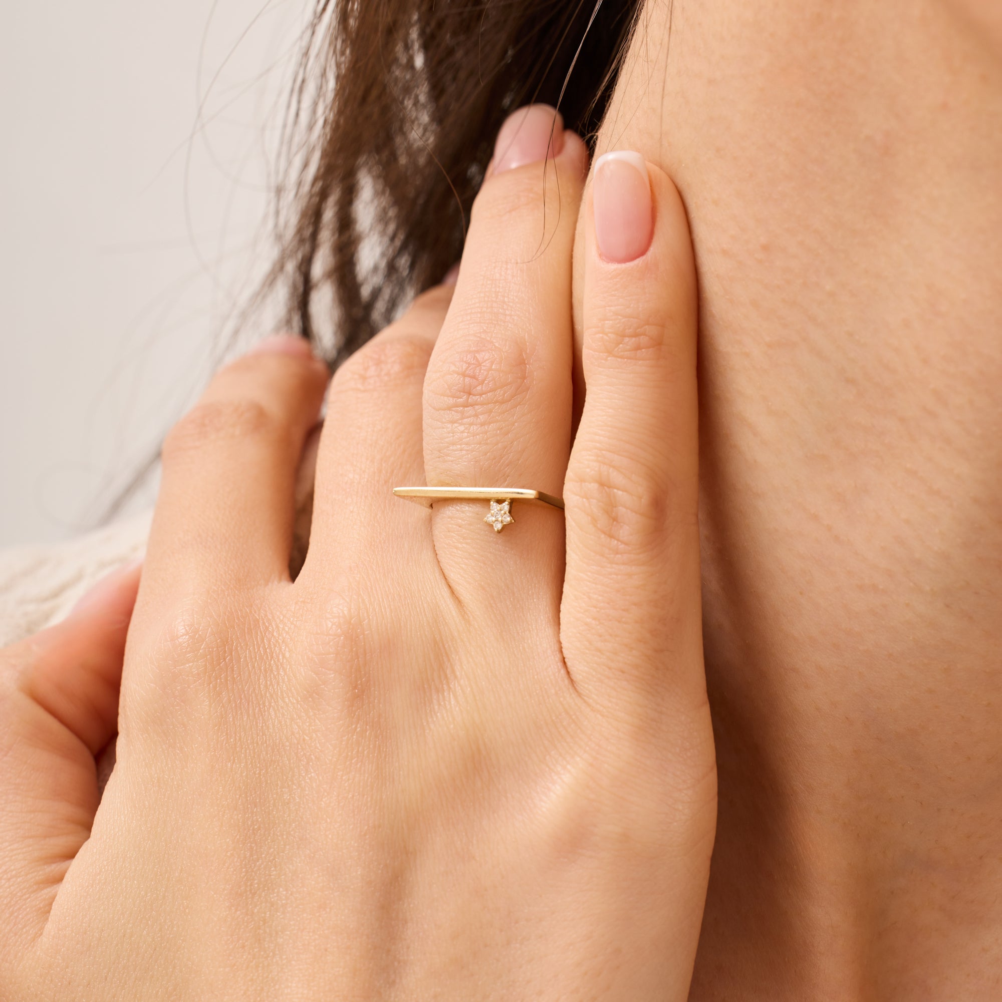 14K Gold Diamond Star Accent Ring — Asterine