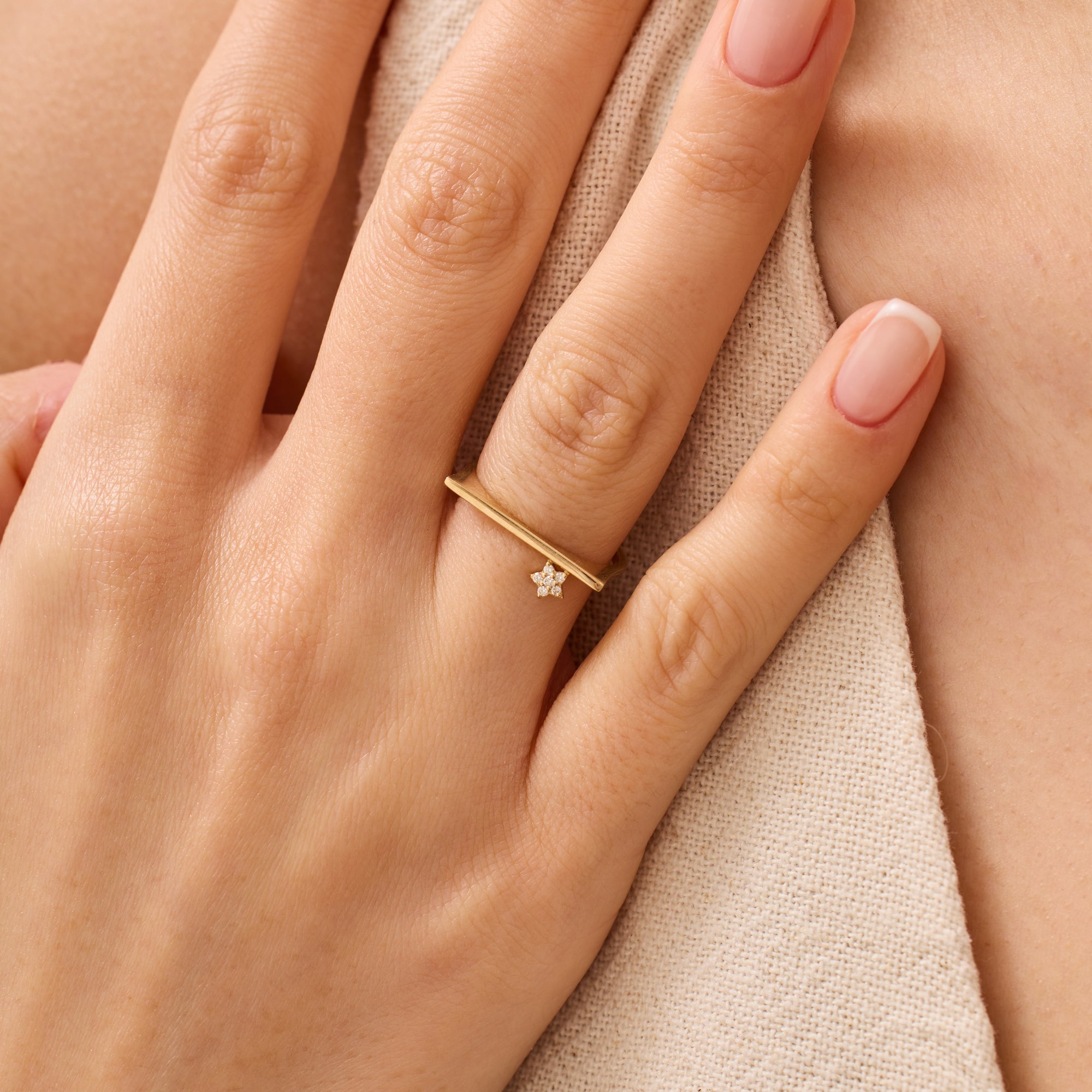 14K Gold Diamond Star Accent Ring — Asterine
