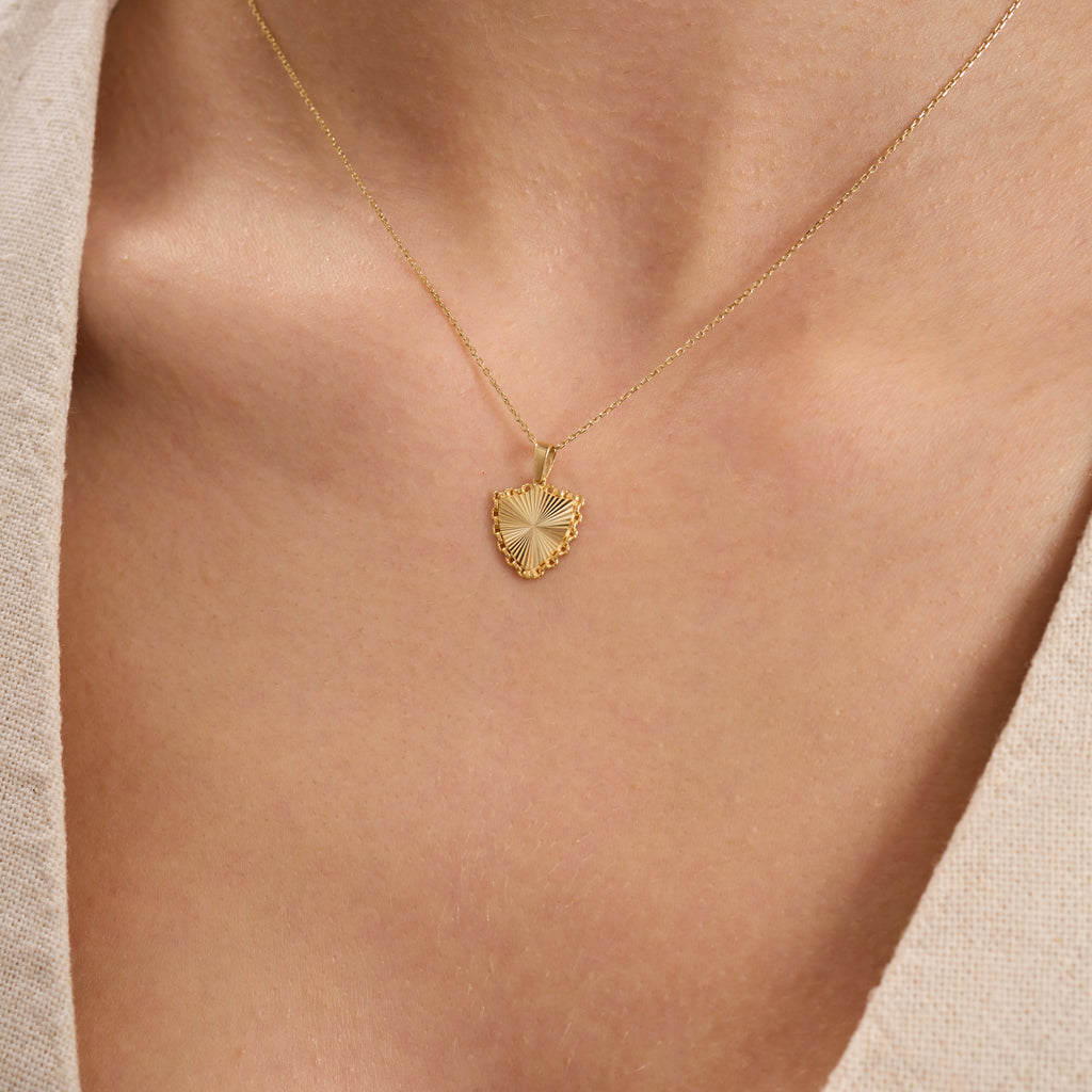 14K Gold Fluted Shield Necklace – Linka