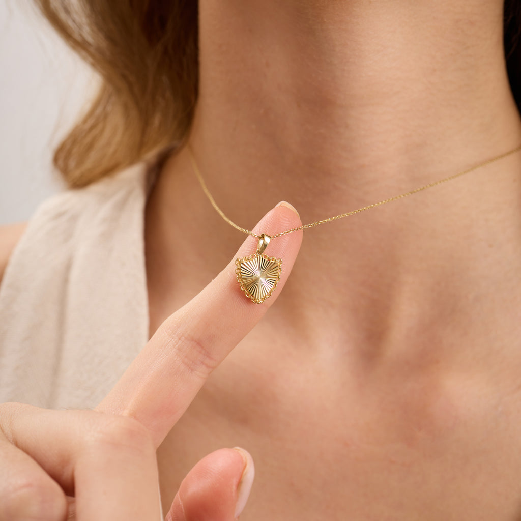 14K Gold Fluted Shield Necklace – Linka