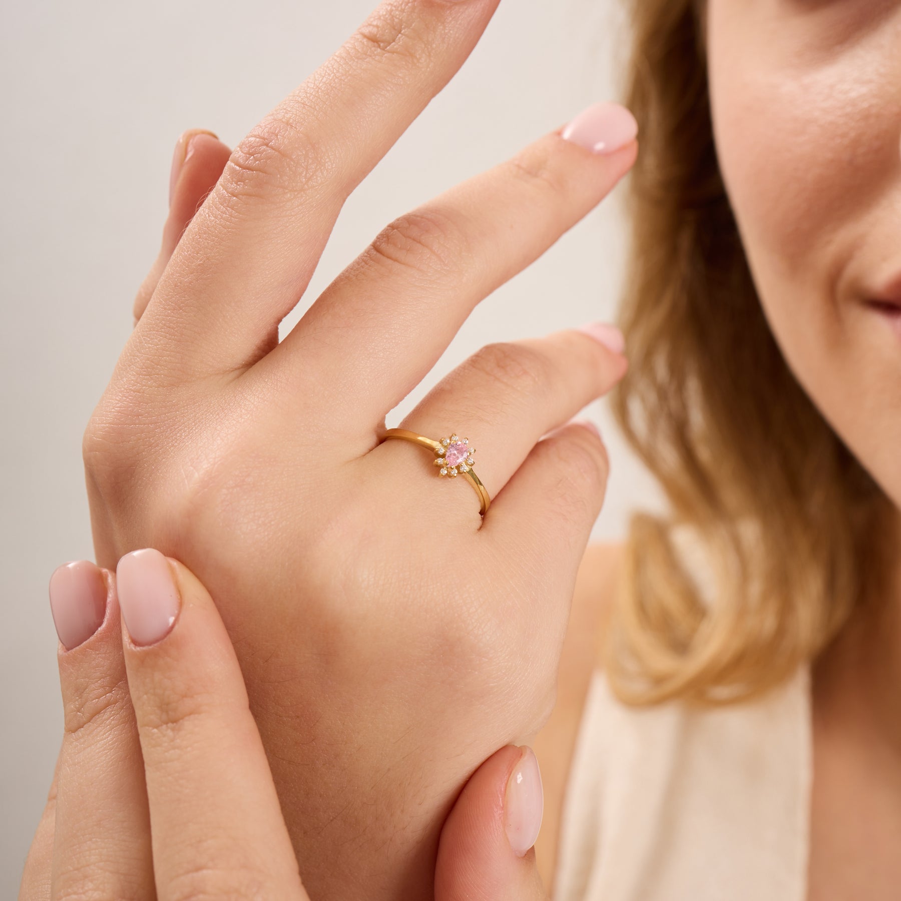 14K Gold Pink Sapphire & Diamond Pear Ring – Astra