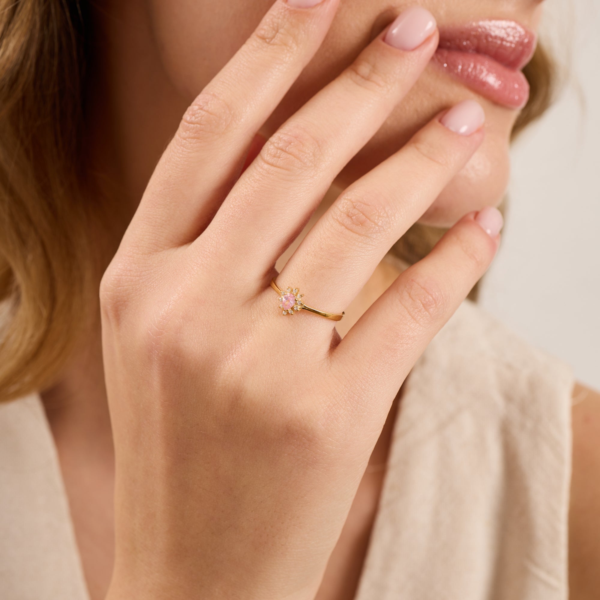 14K Gold Pink Sapphire & Diamond Pear Ring – Astra