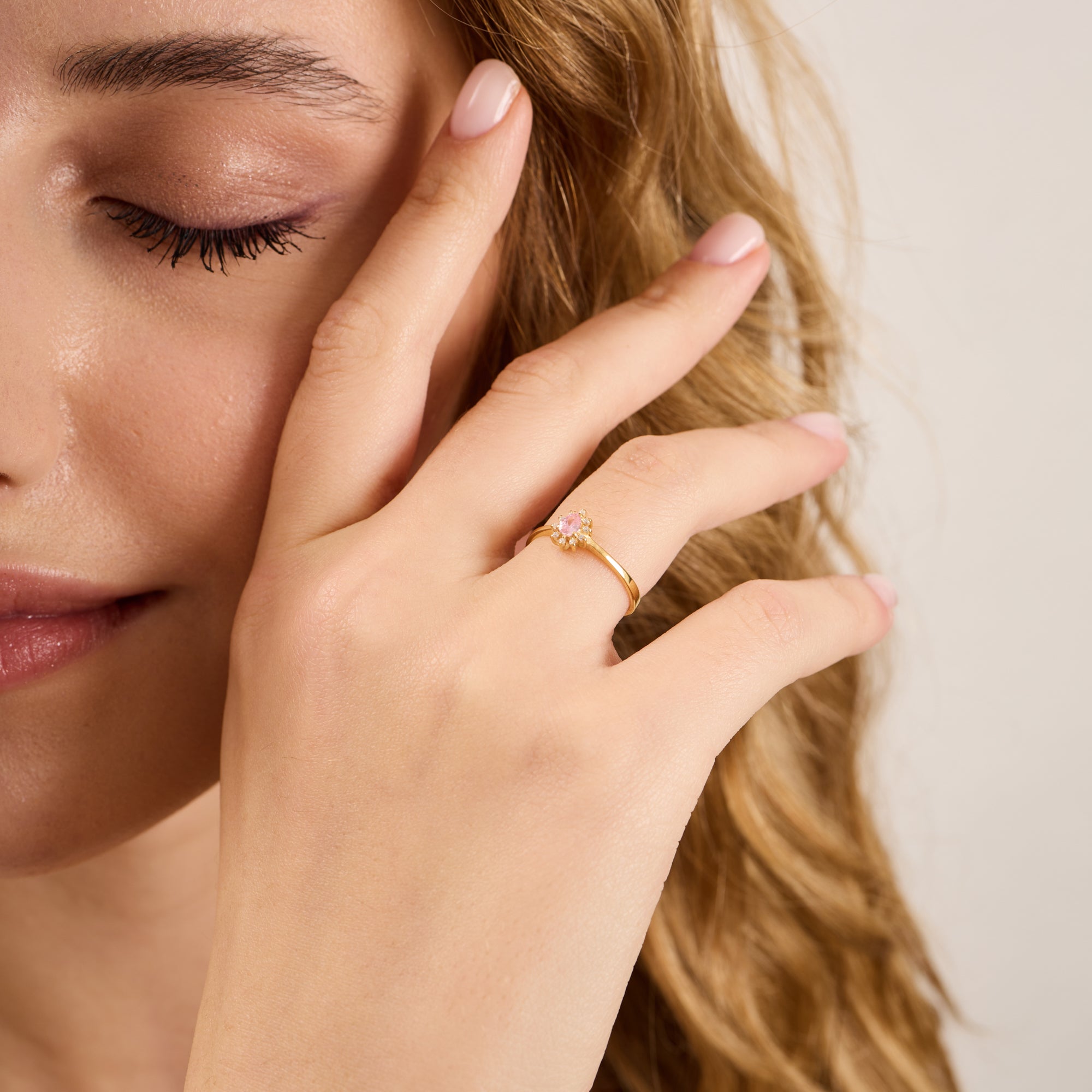 14K Gold Pink Sapphire & Diamond Pear Ring – Astra