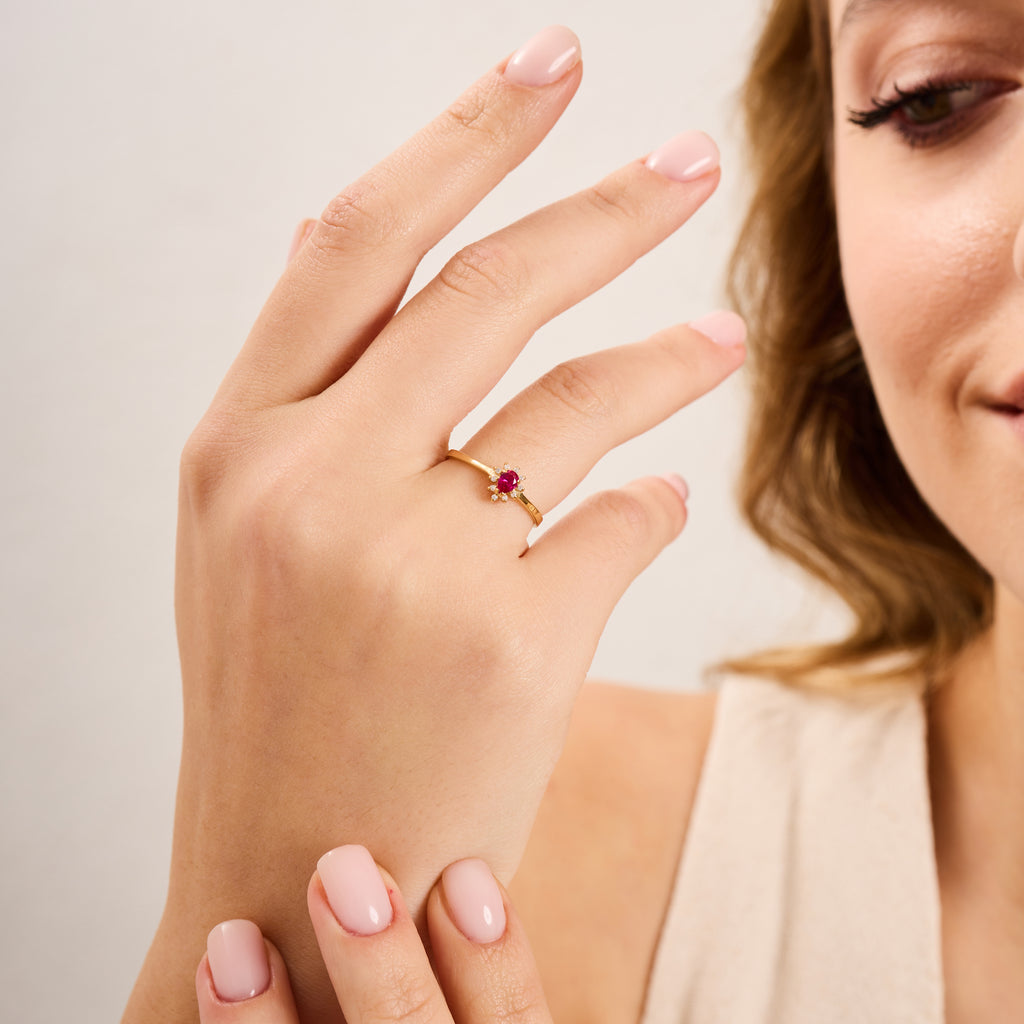 14K Gold Ruby & Diamond Pear Ring – Astra