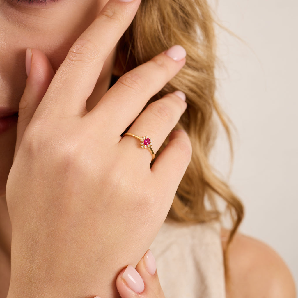 14K Gold Ruby & Diamond Pear Ring – Astra