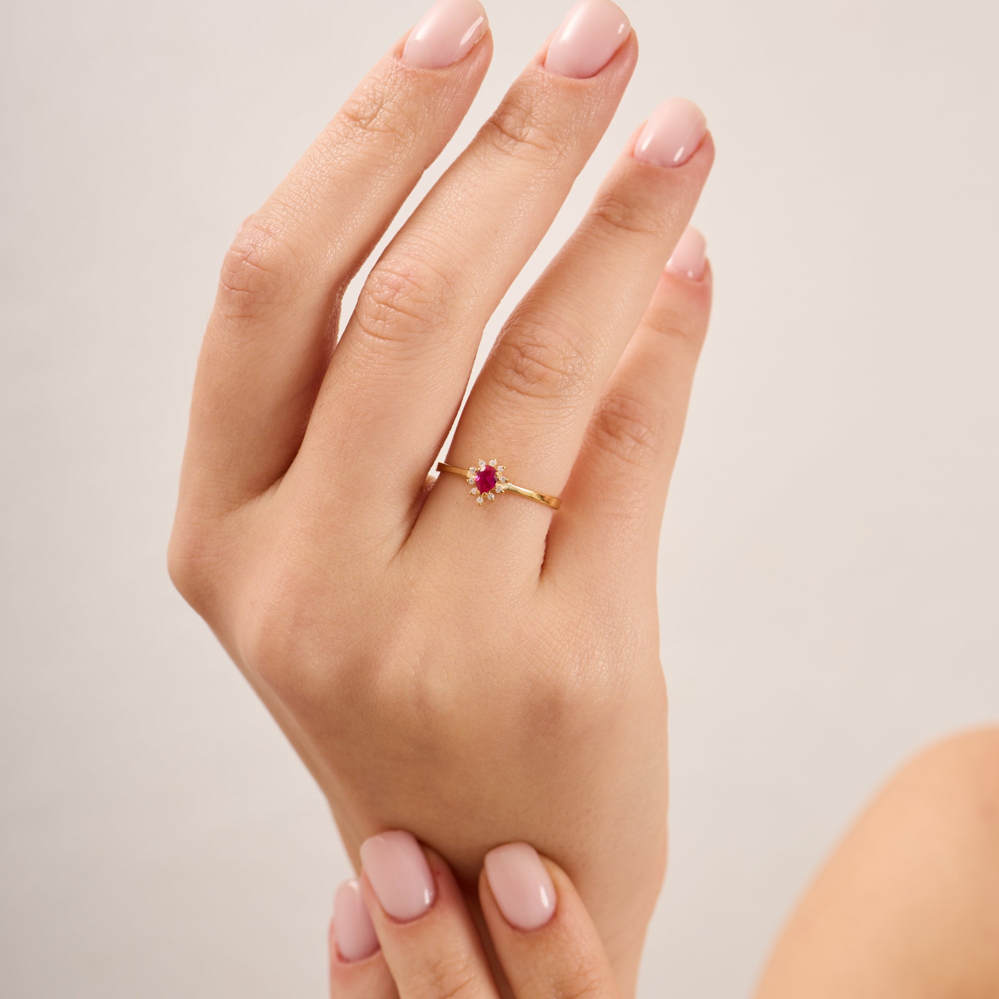 14K Gold Ruby & Diamond Pear Ring – Astra