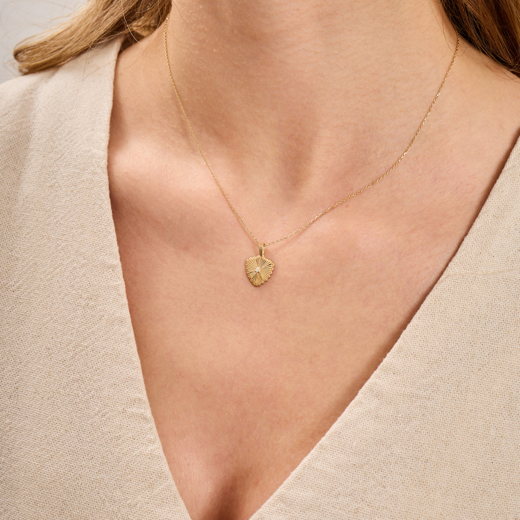 14K Gold Diamond Fluted Shield Necklace – Maris