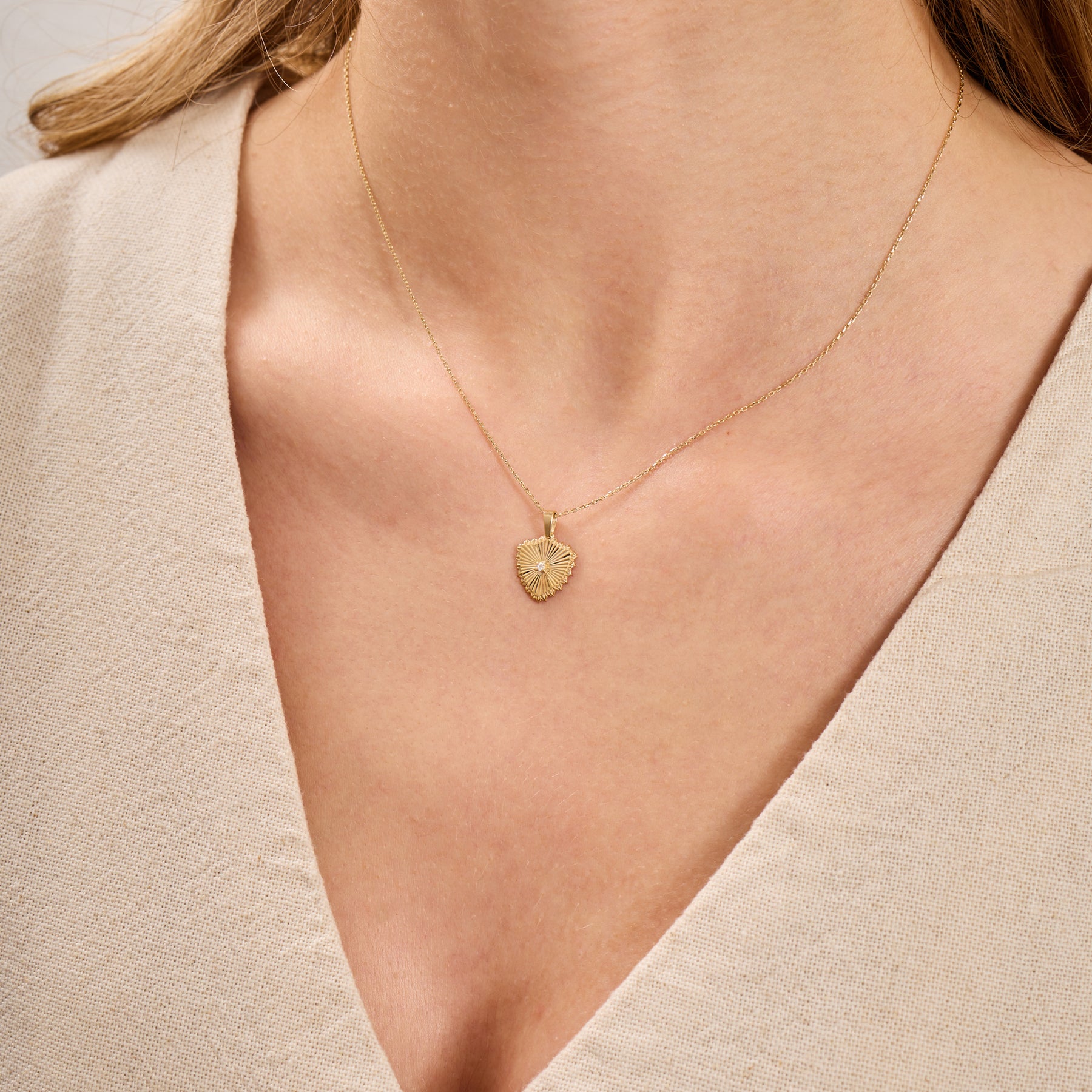 14K Gold Diamond Fluted Shield Necklace – Maris