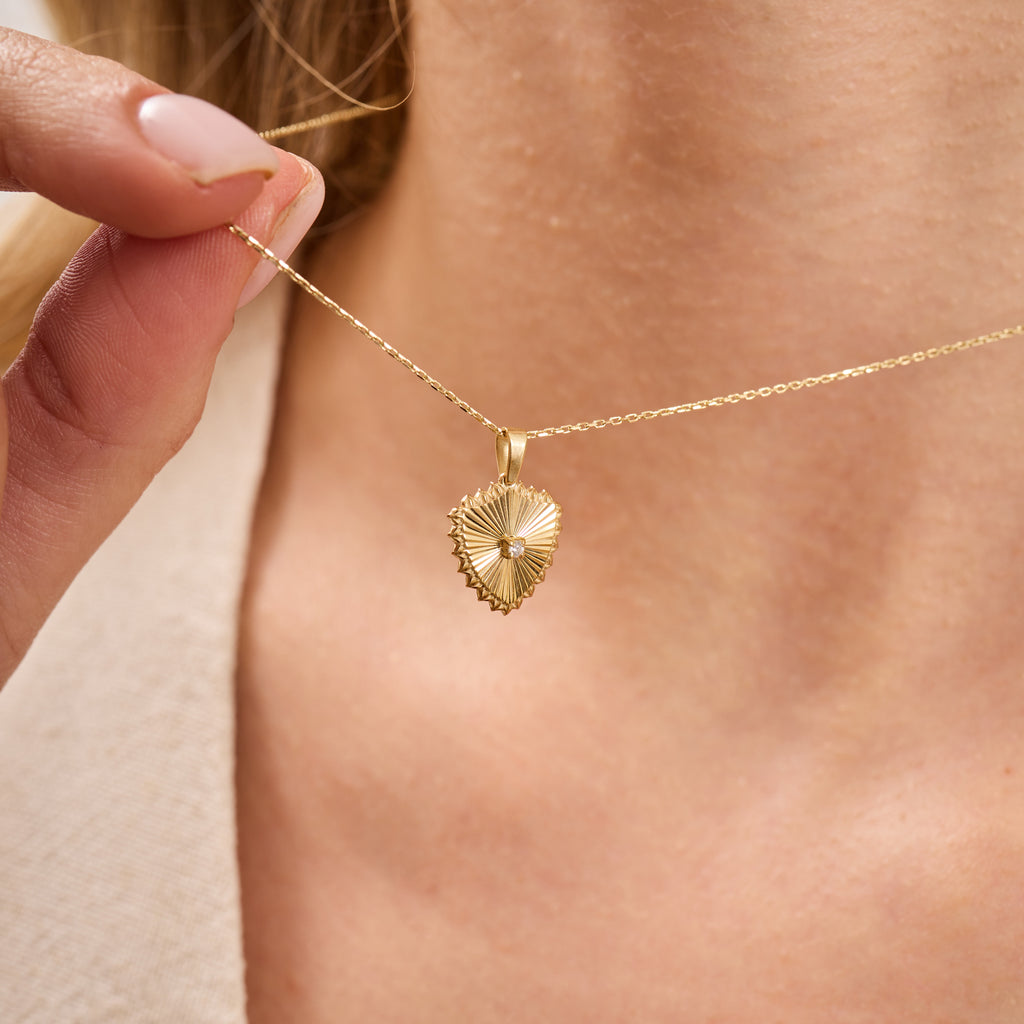 14K Gold Diamond Fluted Shield Necklace – Maris