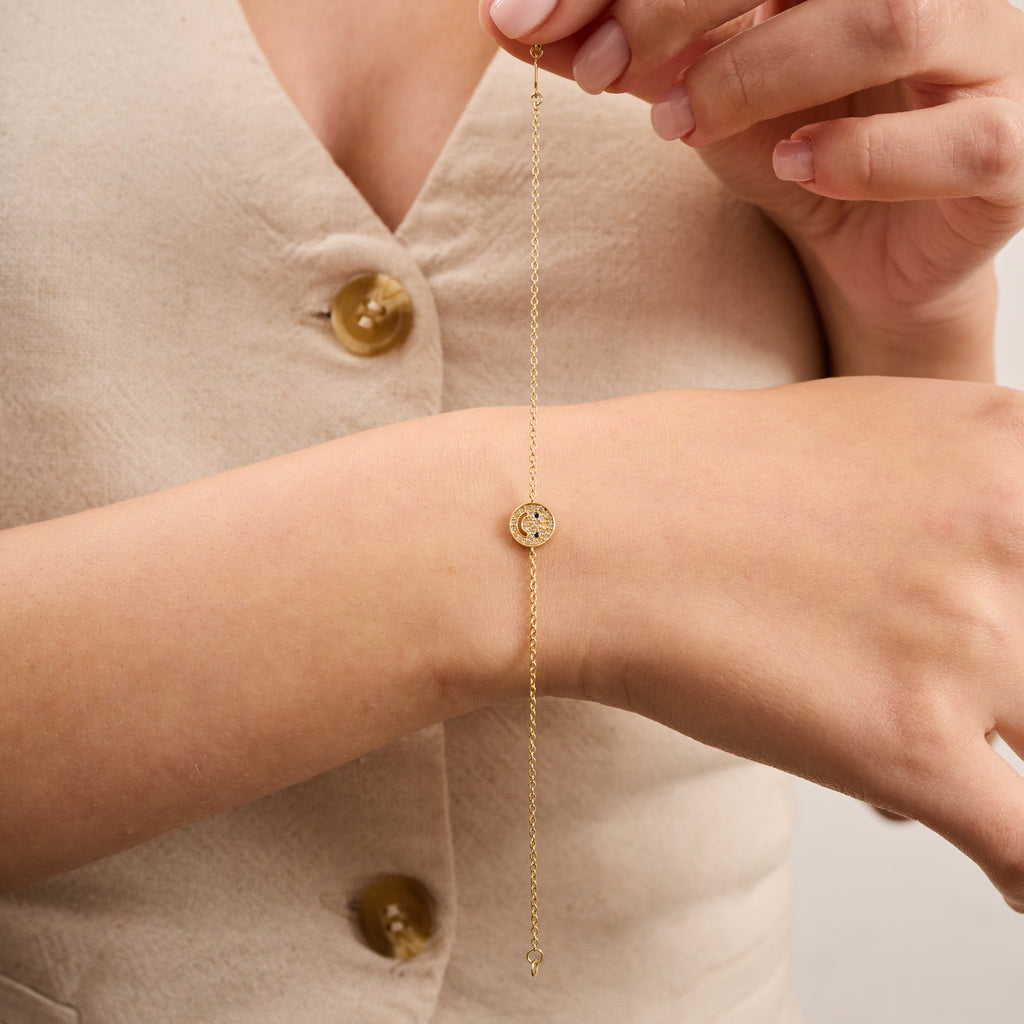 14K Gold Diamond Smiley Chain Bracelet – Mila