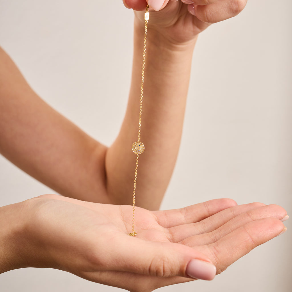 14K Gold Diamond Smiley Chain Bracelet – Mila