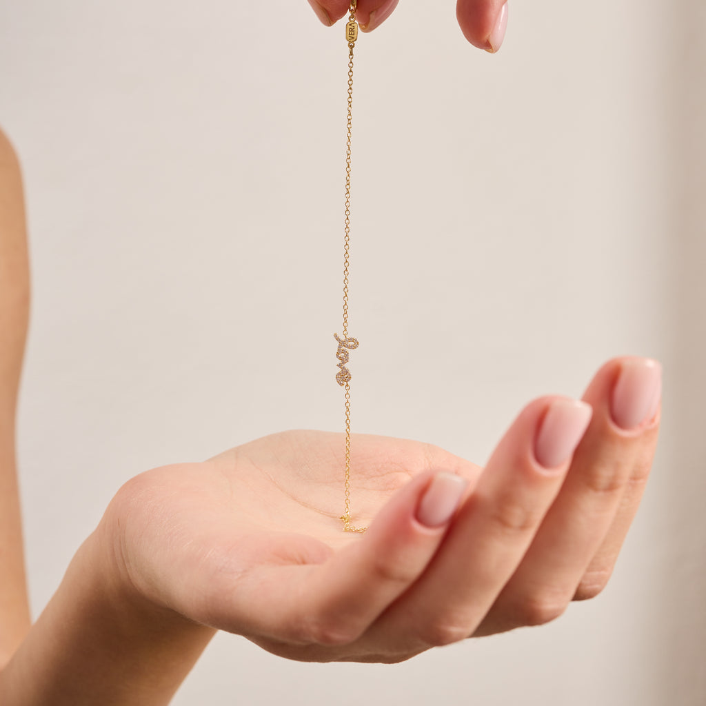 14K Gold Diamond Love Script Chain Bracelet – Rosie