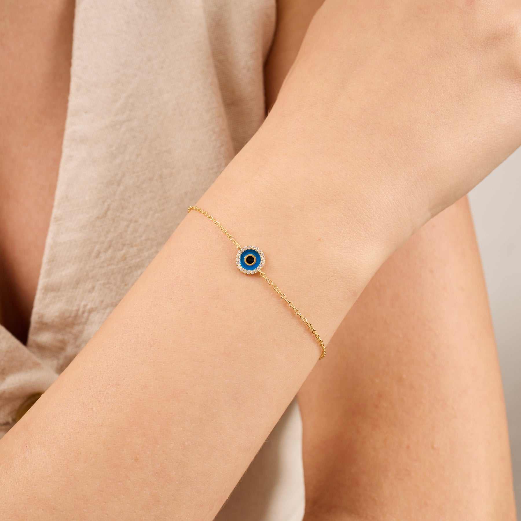 14K Gold Diamond Evil Eye Chain Bracelet – Ayla