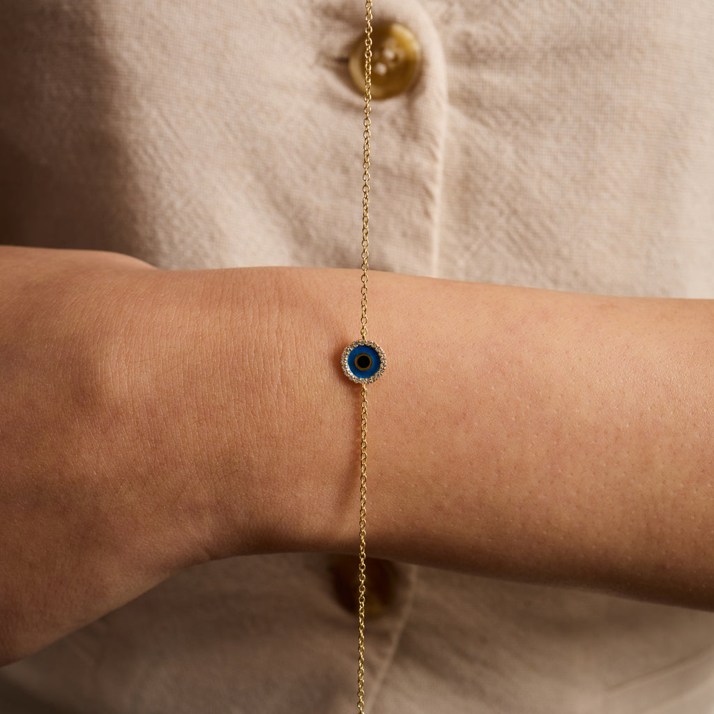 14K Gold Diamond Evil Eye Chain Bracelet – Ayla