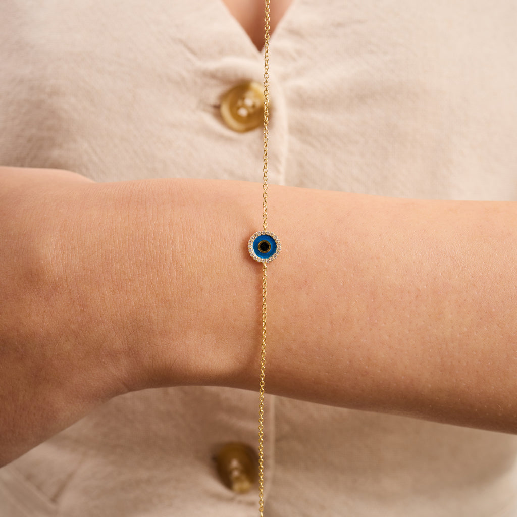 14K Gold Diamond Evil Eye Chain Bracelet – Ayla