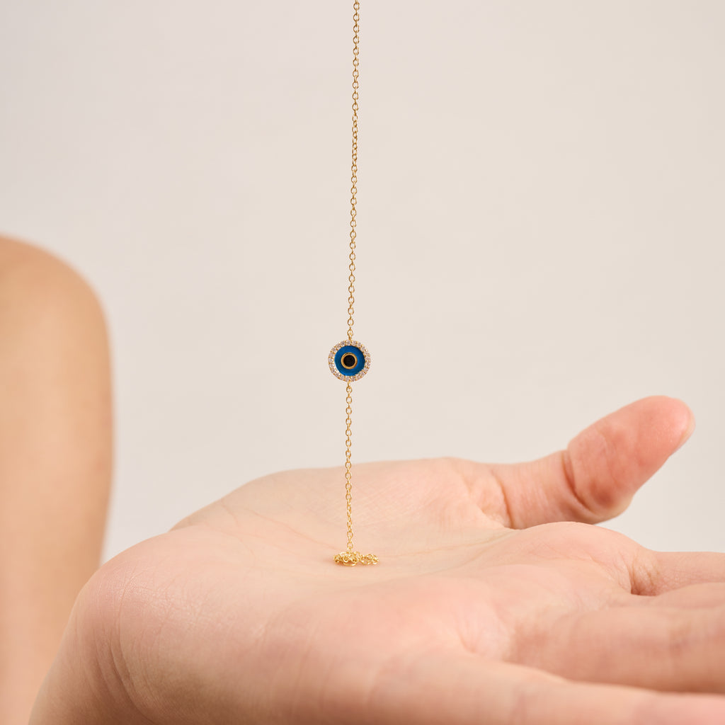 14K Gold Diamond Evil Eye Chain Bracelet – Ayla