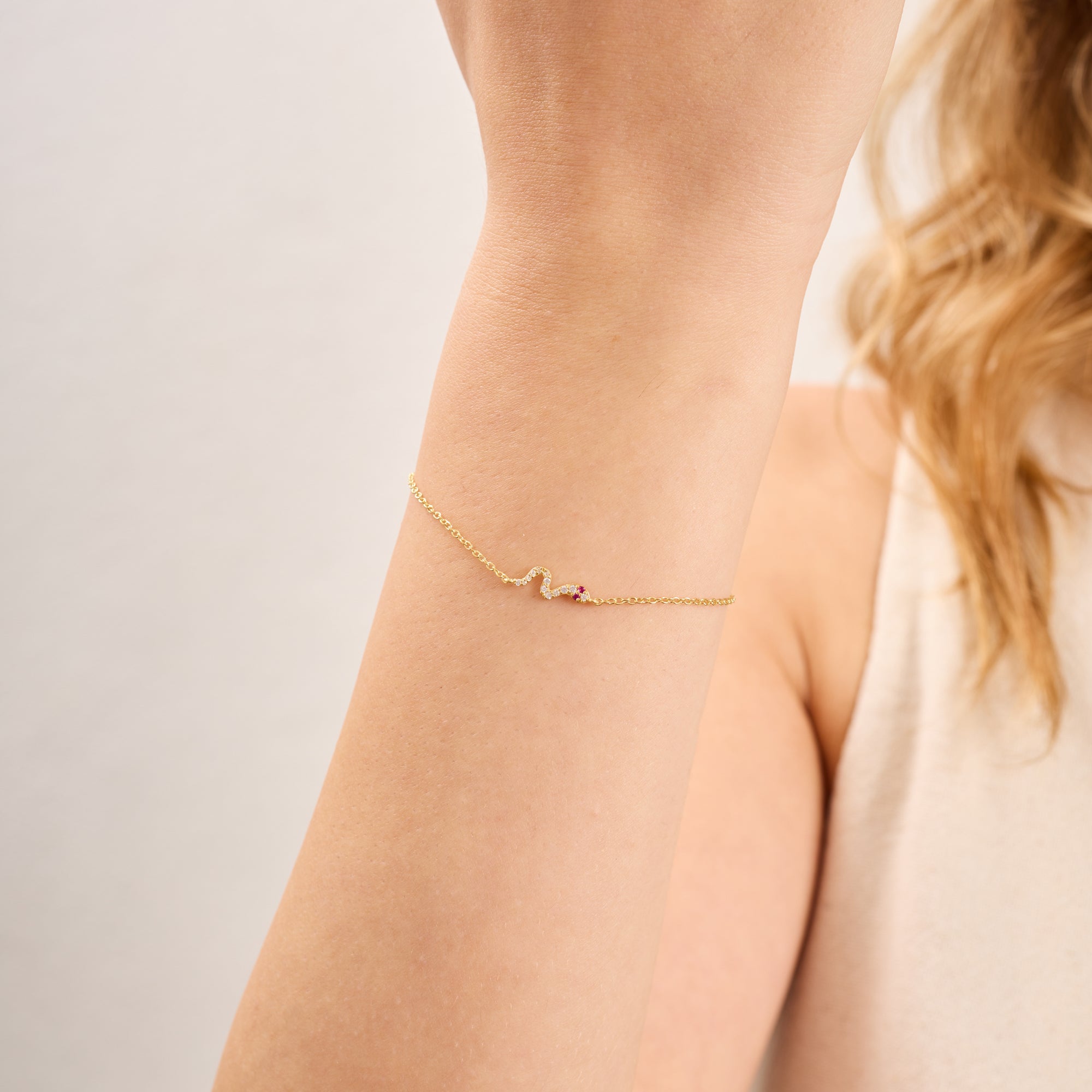 14K Gold Diamond Snake Chain Bracelet – Cleo