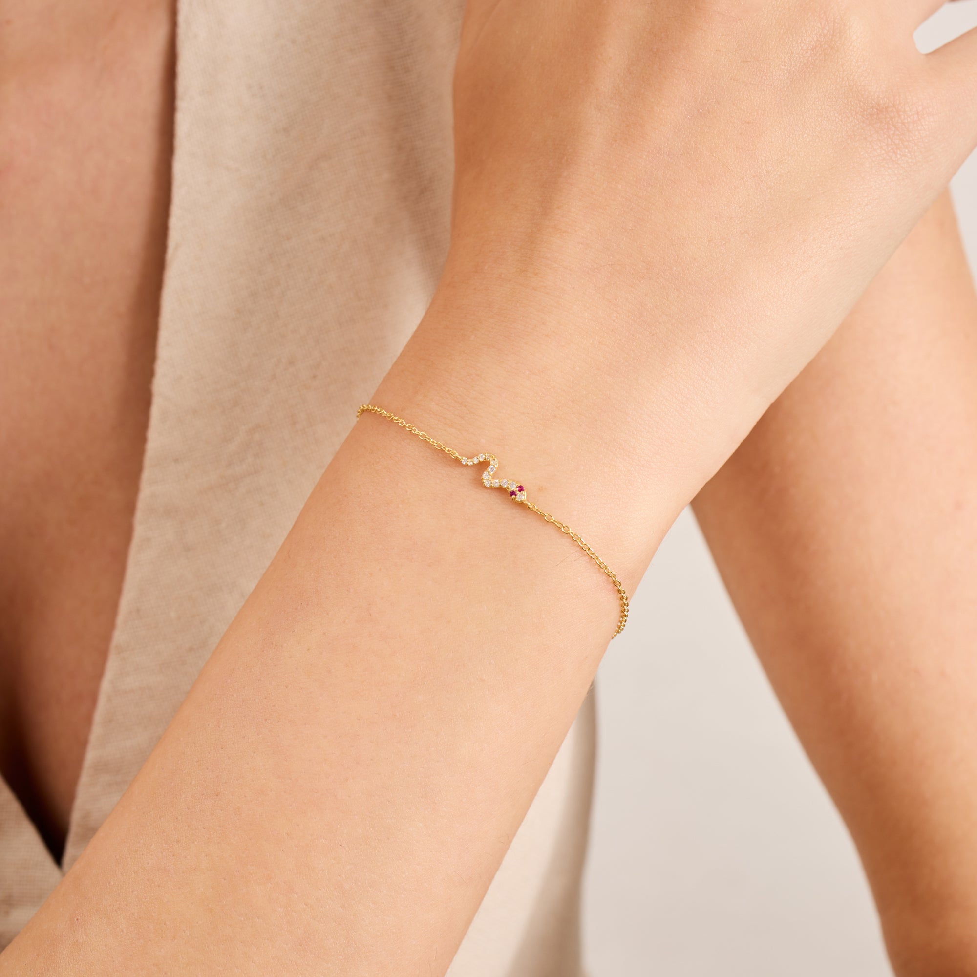 14K Gold Diamond Snake Chain Bracelet – Cleo