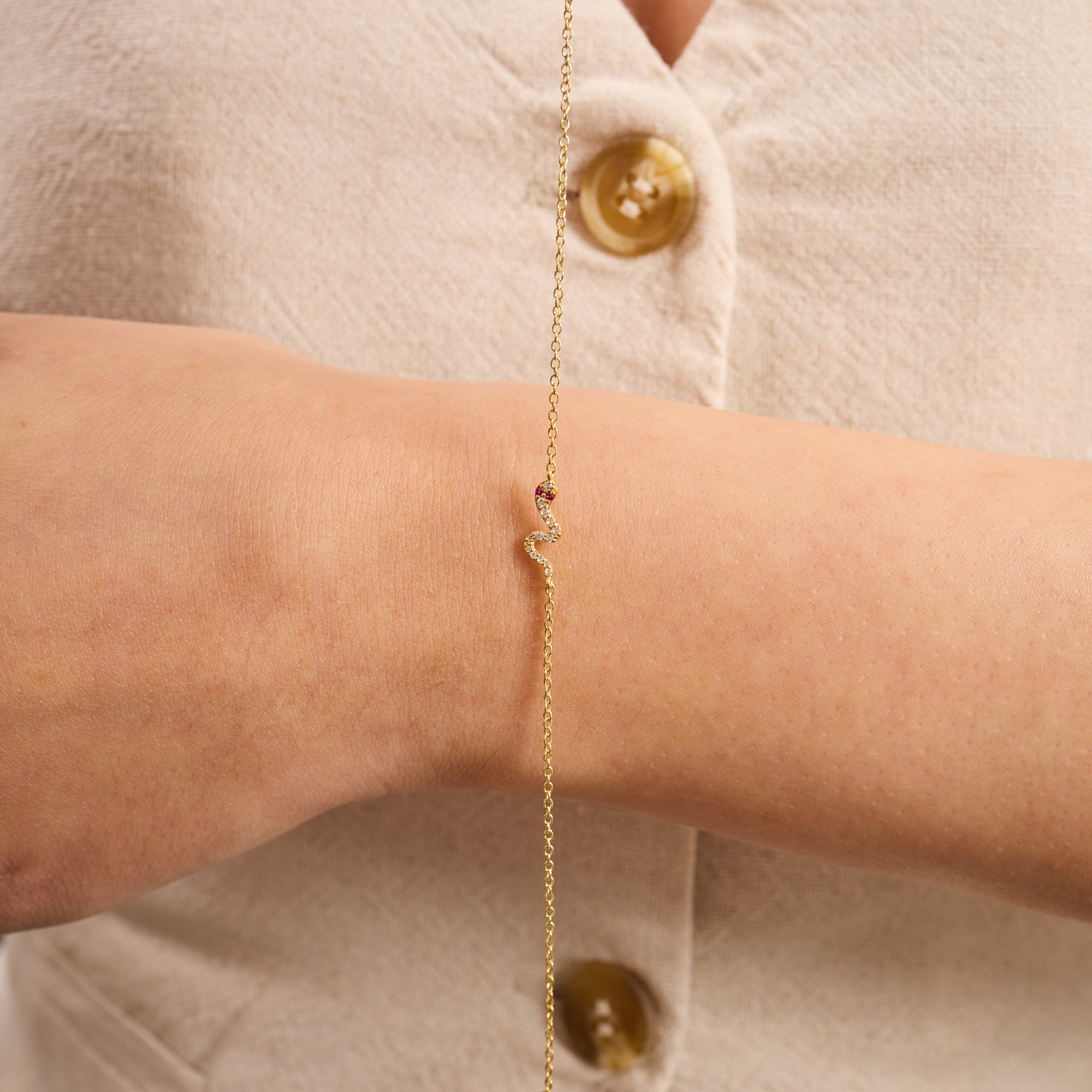 14K Gold Diamond Snake Chain Bracelet – Cleo