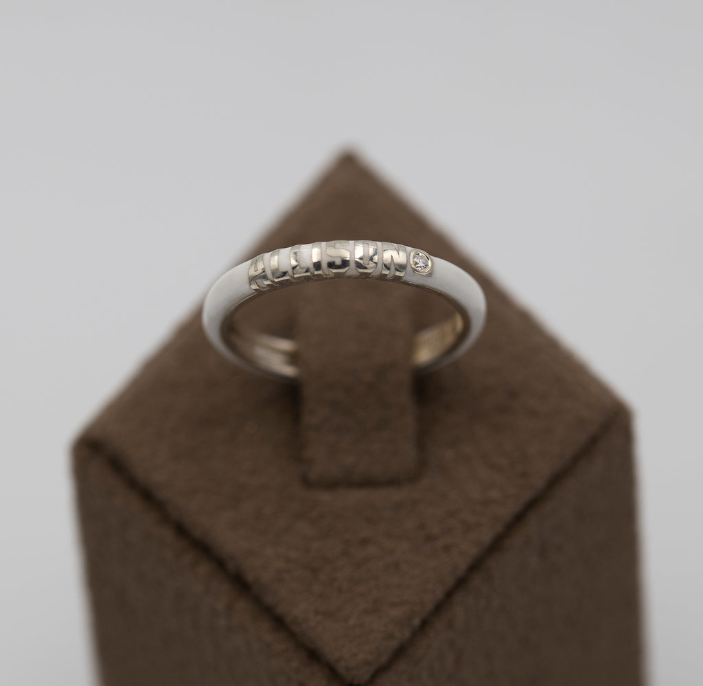 14K Gold Personalized Diamond Enamel Ring – Evania