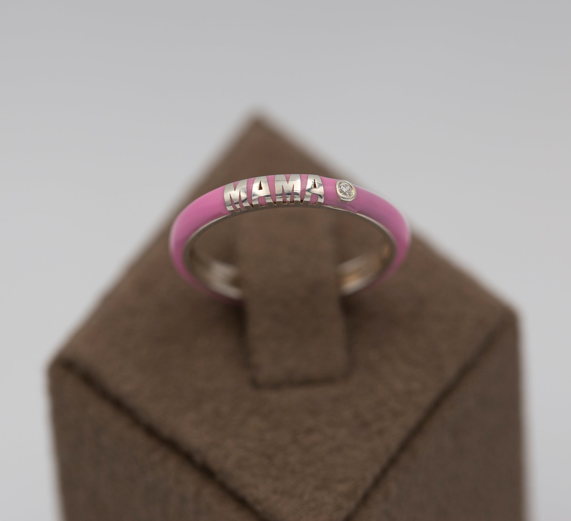14K Gold Diamond Colourful Enamel Ring/ Gold Personalized Stackable Enamel Rings/ Personalized Name Diamond Enamel Rings/ Gift for Her