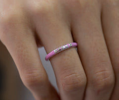 14K Gold Personalized Diamond Enamel Ring – Evania